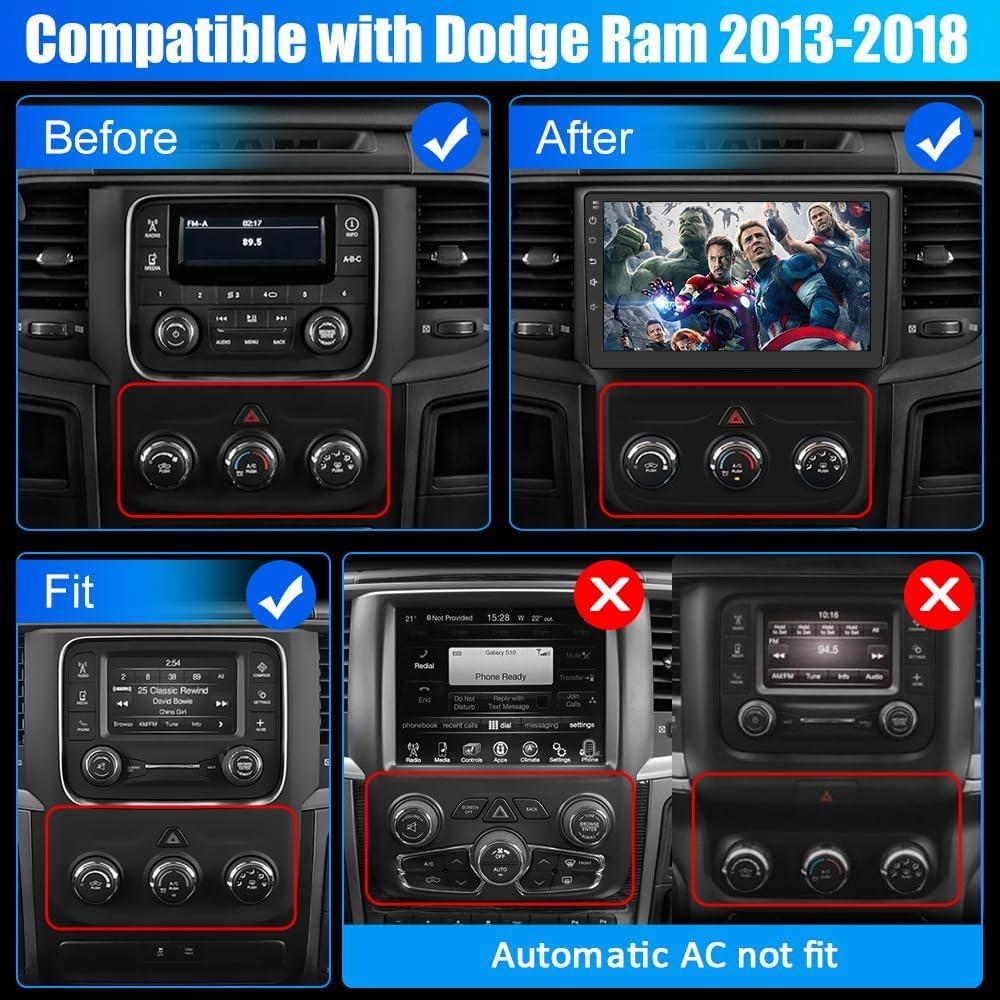 Estéreo Android AWESAFE para Dodge RAM 1500 2500 3500 AC Manual 2+32GB