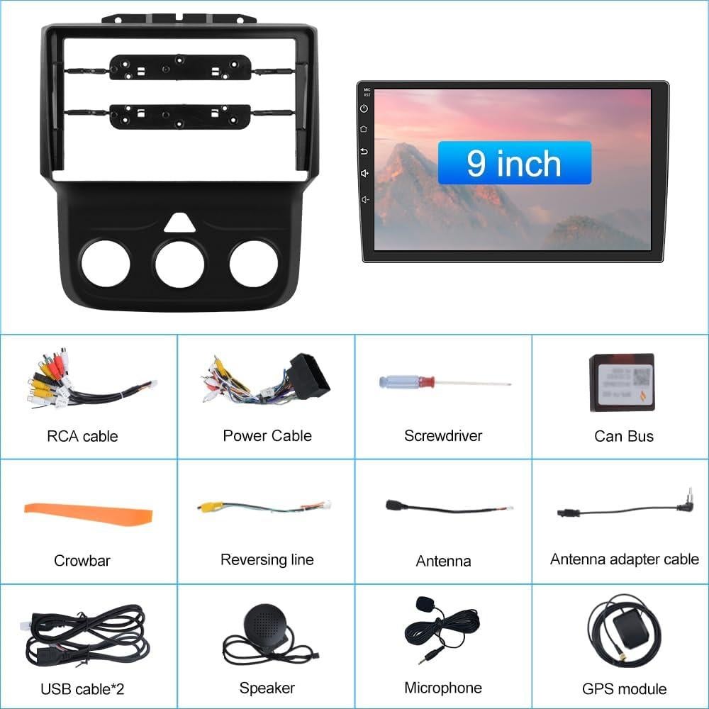 Estéreo Android AWESAFE para Dodge RAM 1500 2500 3500 AC Manual 2+32GB