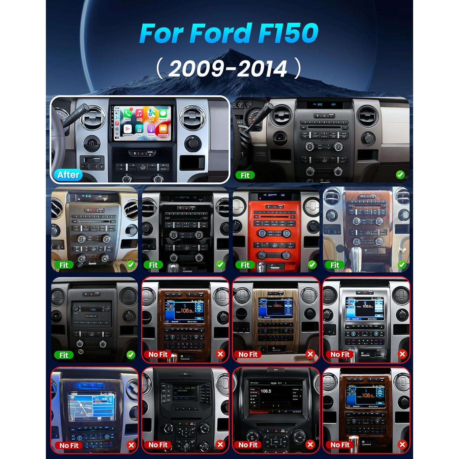 Estéreo de Coche Jufodrca 9" para Ford F150 2009-2014 GPS