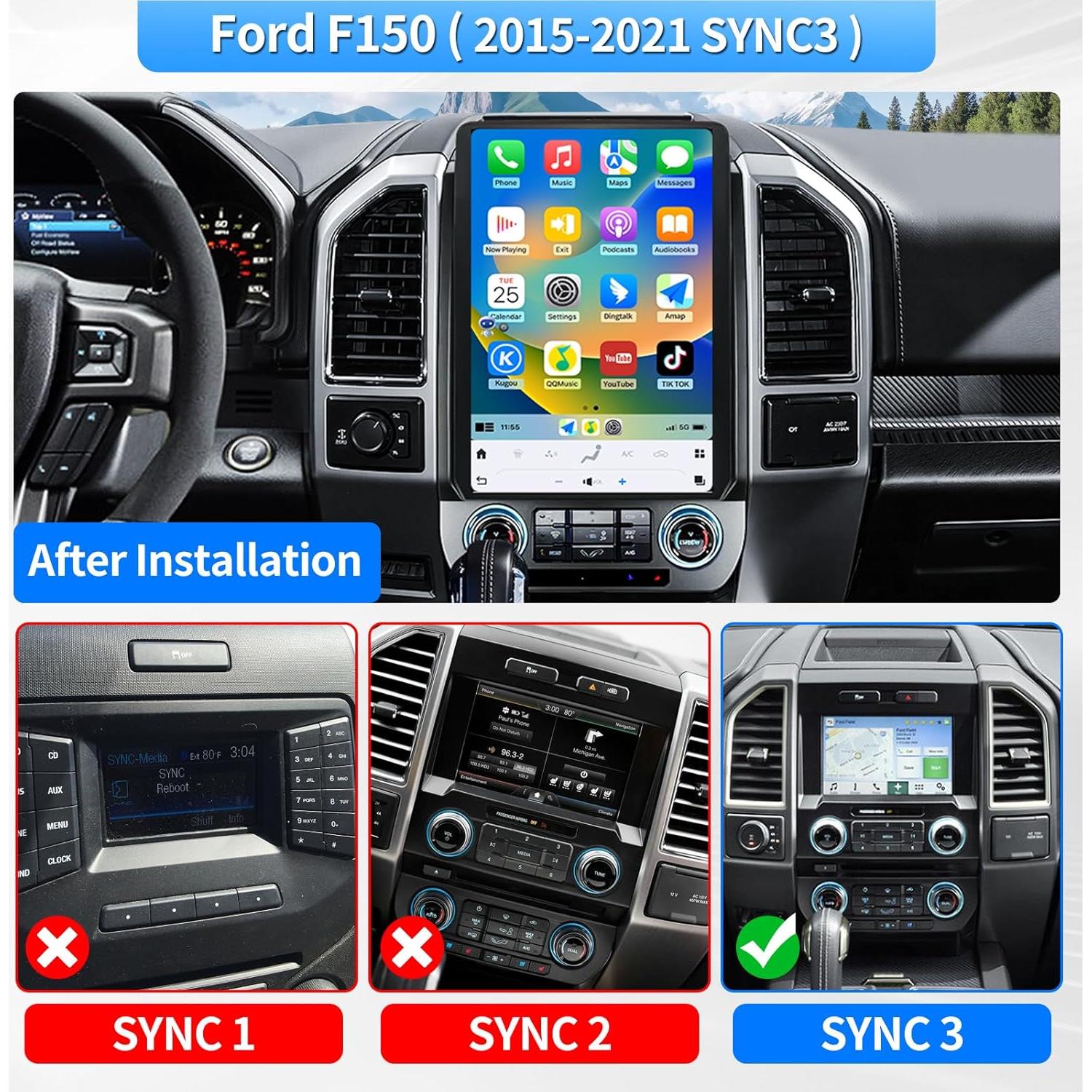 Radio de Coche YTPIIVWEW SYNC-3 14.4" 8+128GB para Ford Raptor F150