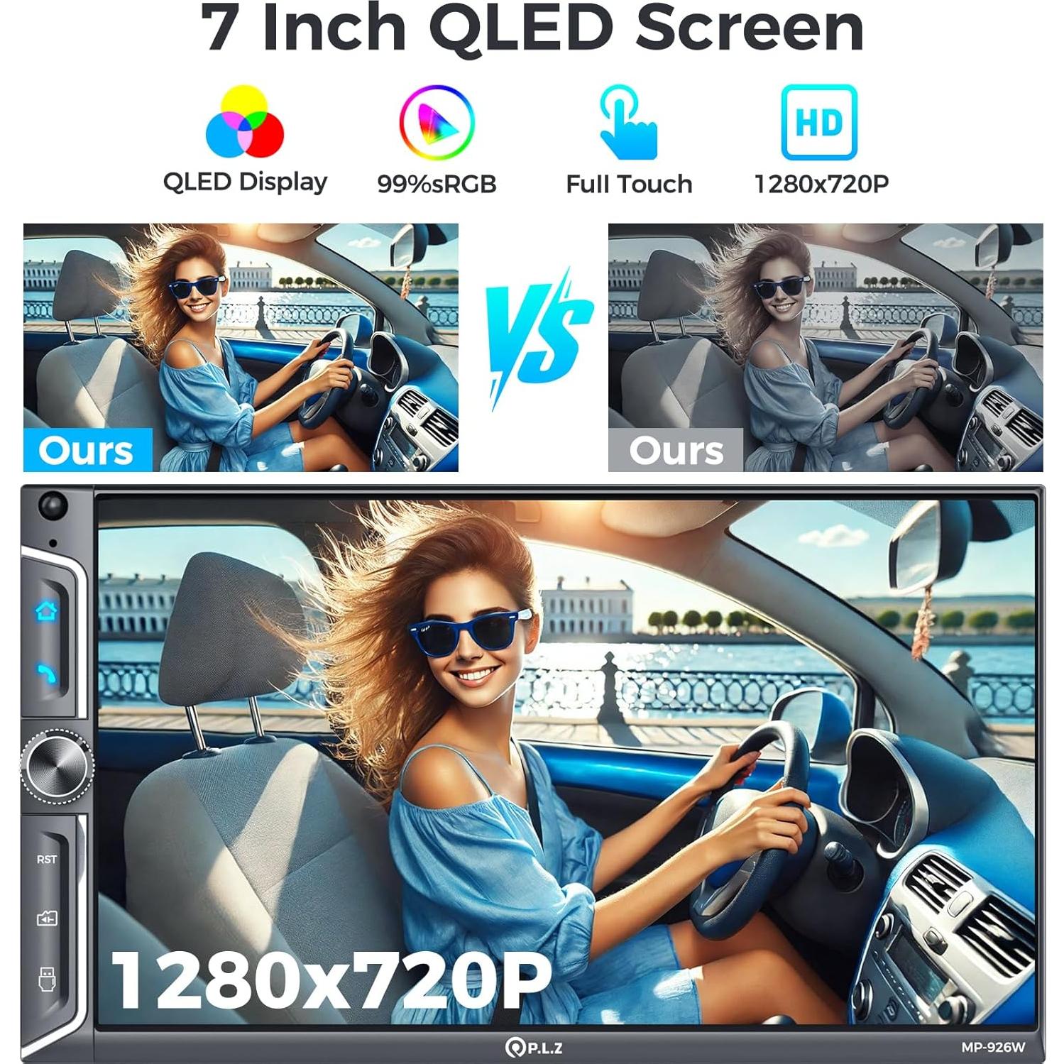 Estéreo de Coche PLZ 7" QLED Doble Din Bluetooth 240W