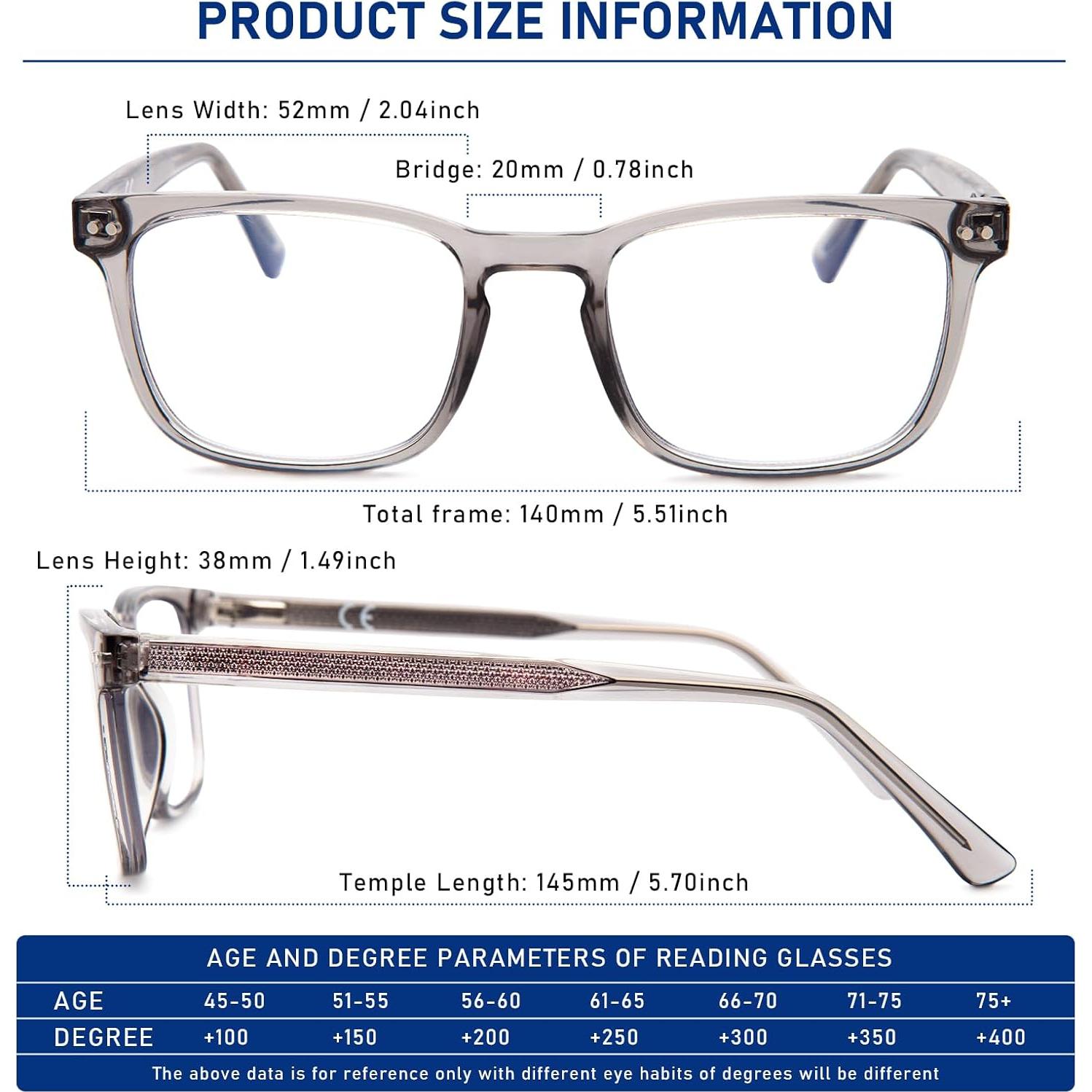 Gafas de lectura progresivas multifocales para hombres gris 2.25x