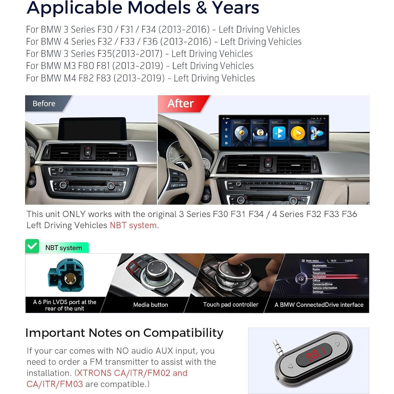 Estéreo de Coche XTRONS Android 14.9" para BMW F30-F36 4G GPS