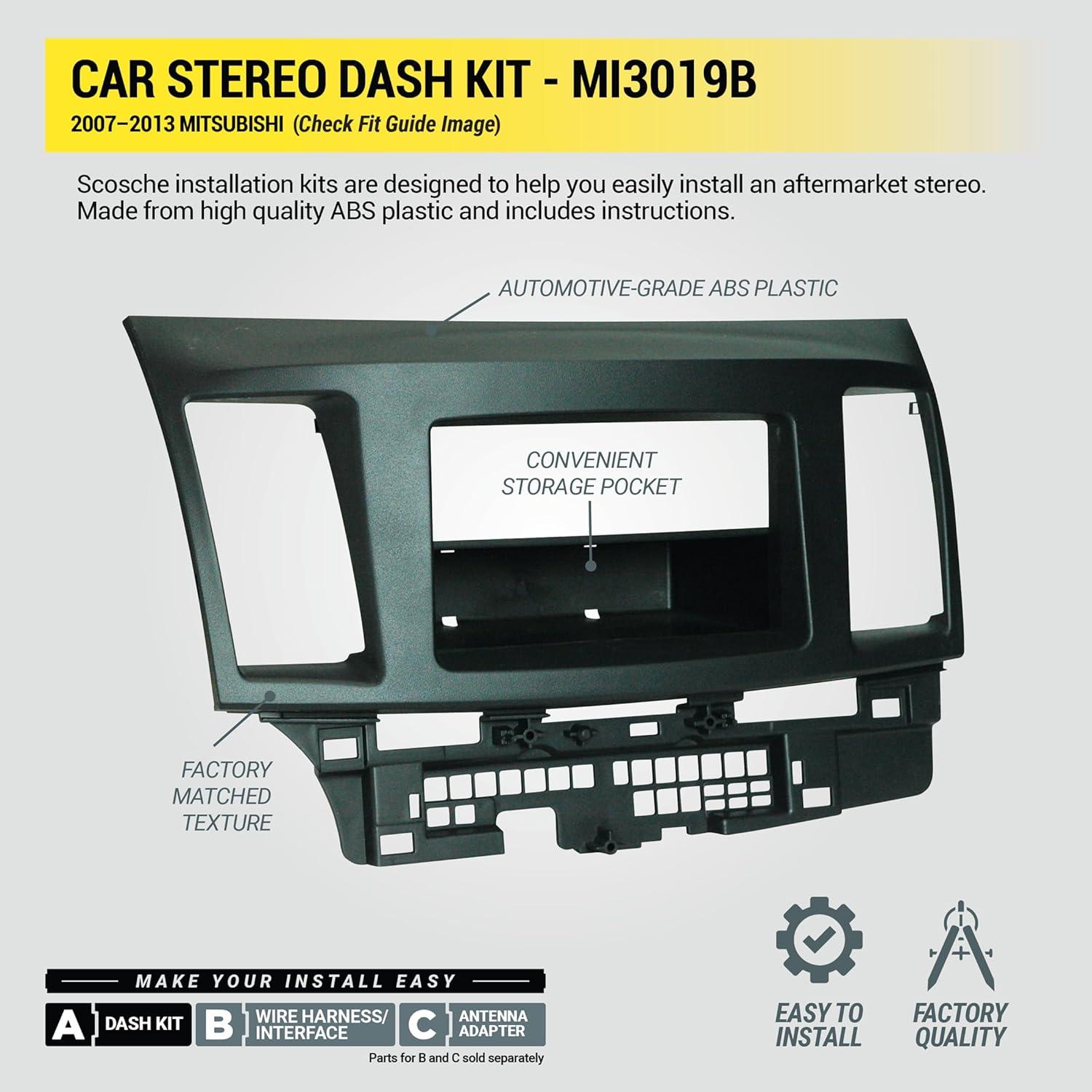 Kit de Instalación de Radio Doble DIN Scosche MI3019B para Mitsubishi 2007-2013