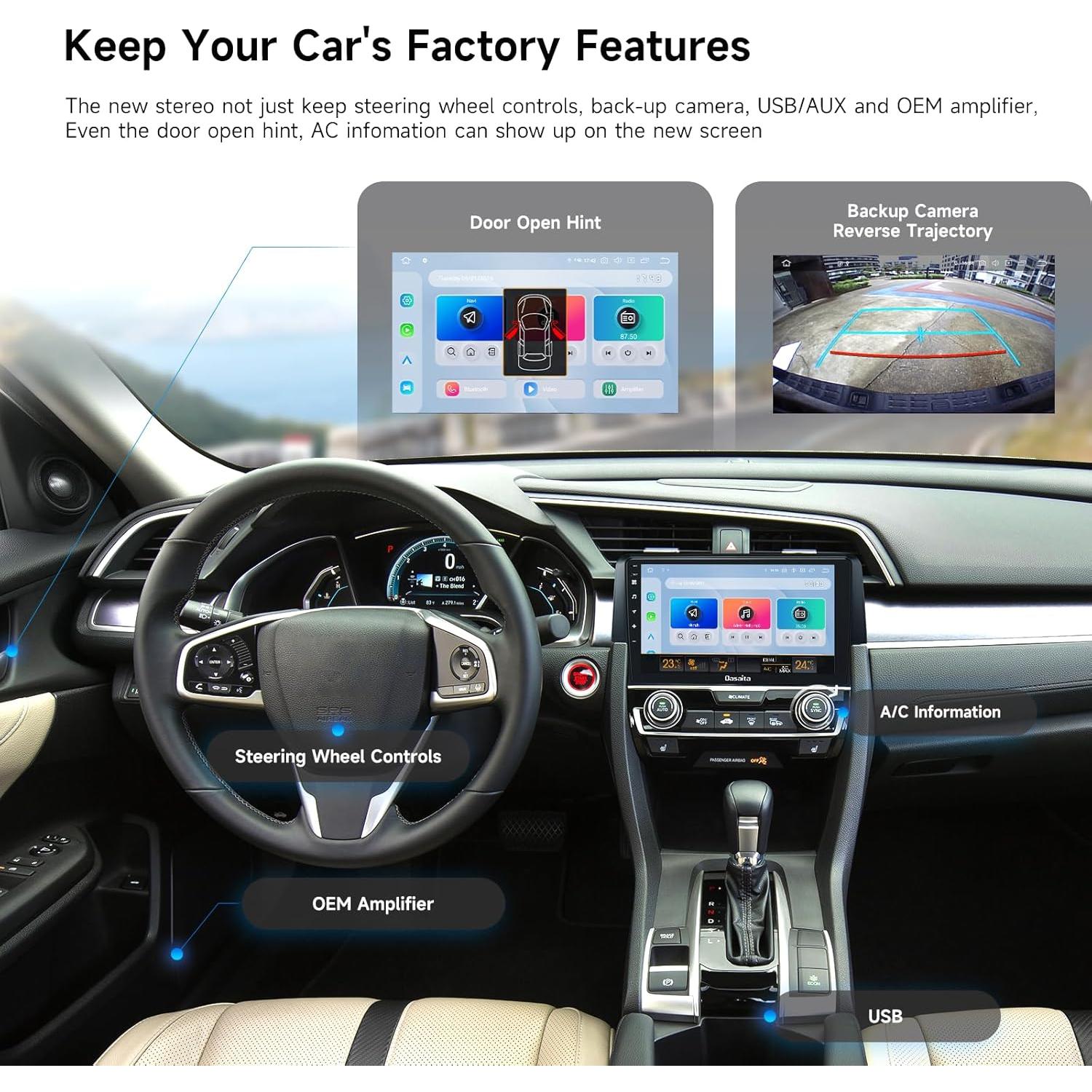 Estéreo Android 13 Dasaita para Honda Civic 2015-2022 9"