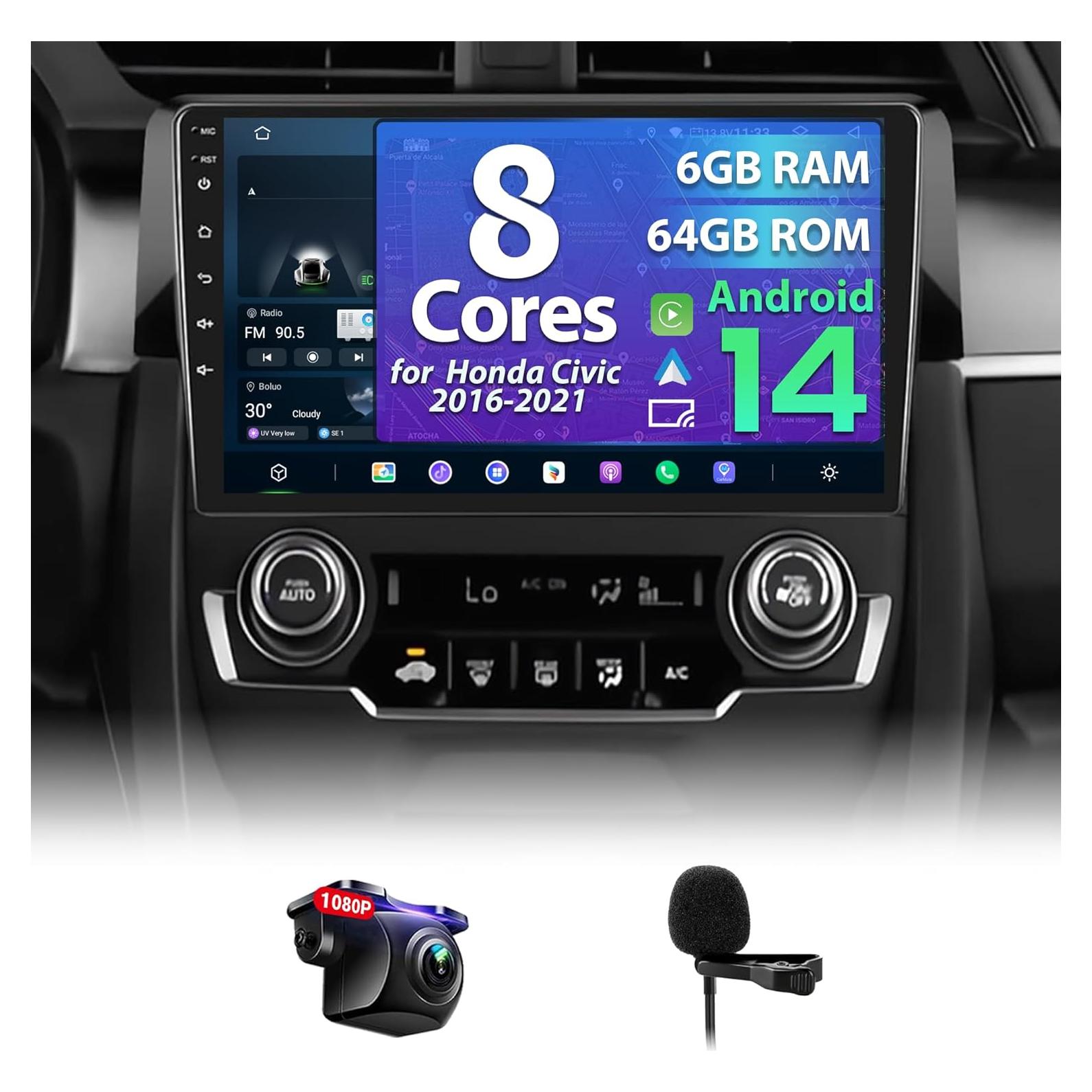 Radio de Coche Nunoo NT8-AD3-A para Honda Civic 2016-2021 9"