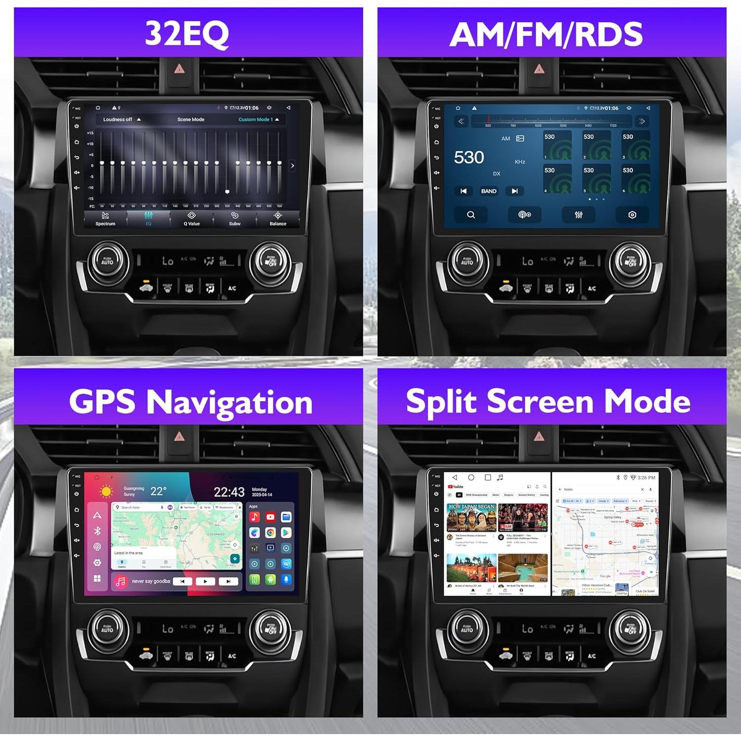 Radio de Coche Nunoo NT8-AD3-A para Honda Civic 2016-2021 9"