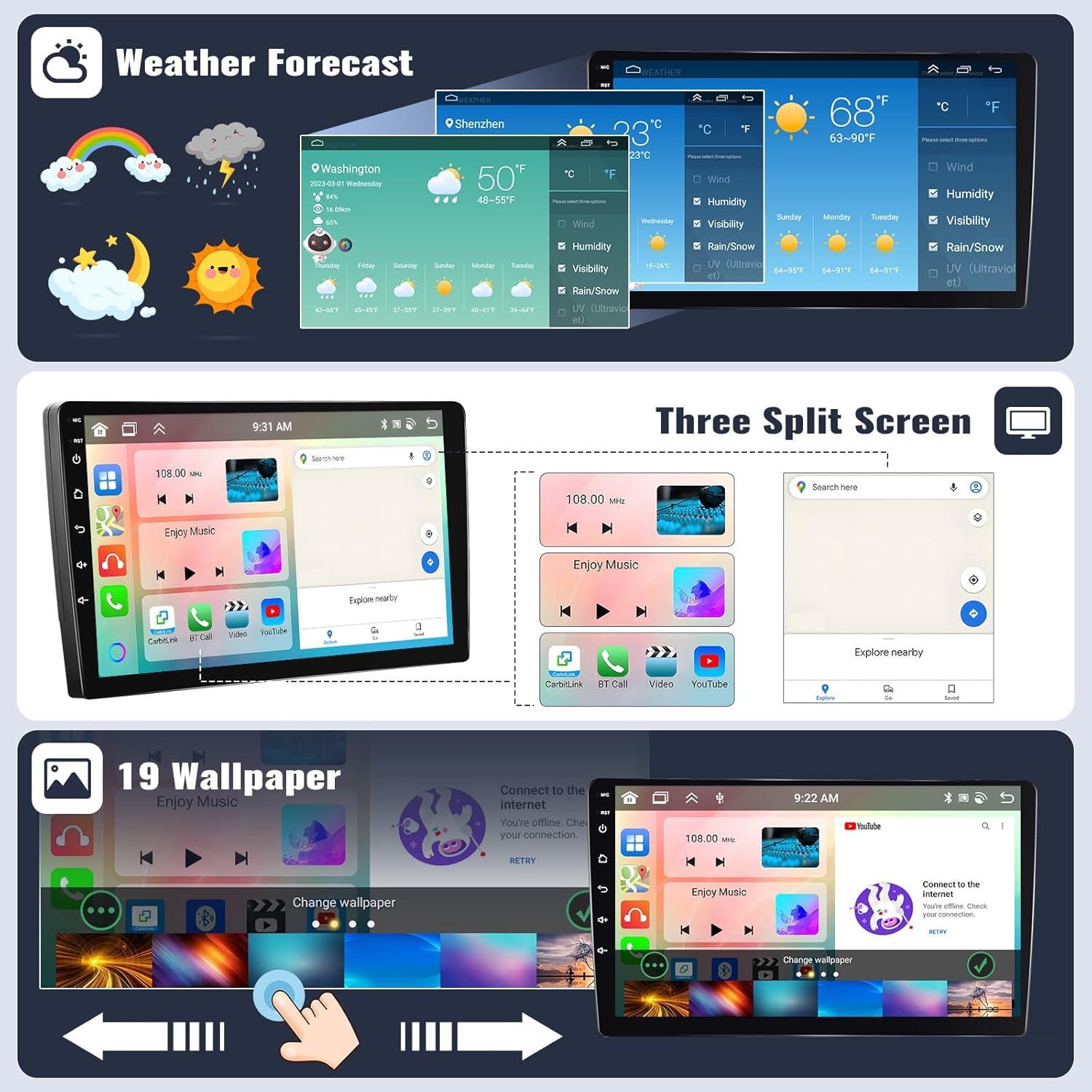 Estéreo de Coche SIXWIN Android 13 9" para Ford Fusion 2013-2019