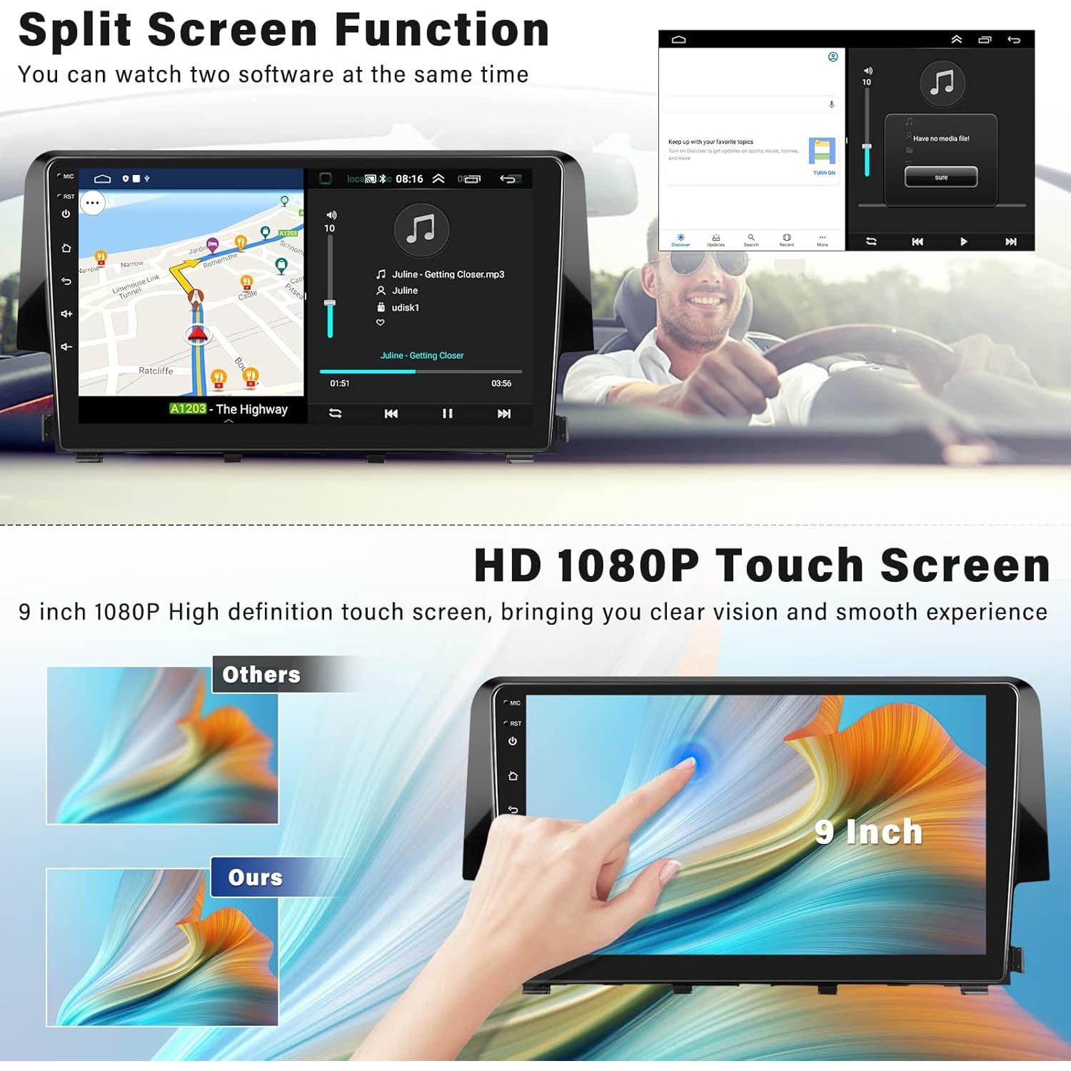 Estéreo de Coche Android 2G+64G SIXWIN para Honda Civic 2016-2020