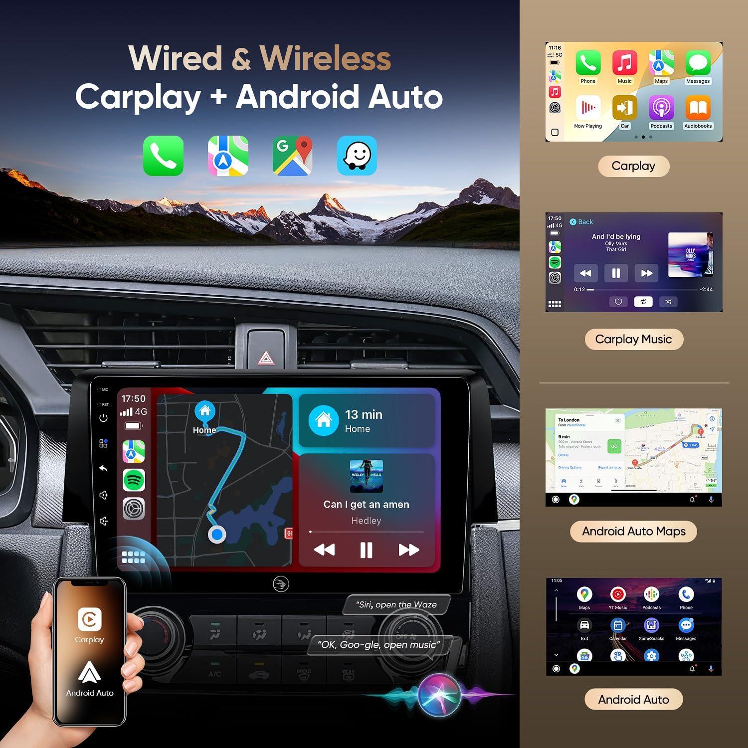 Radio estéreos Android 13 AINAVIGO para Honda Civic 2016-2021 9"