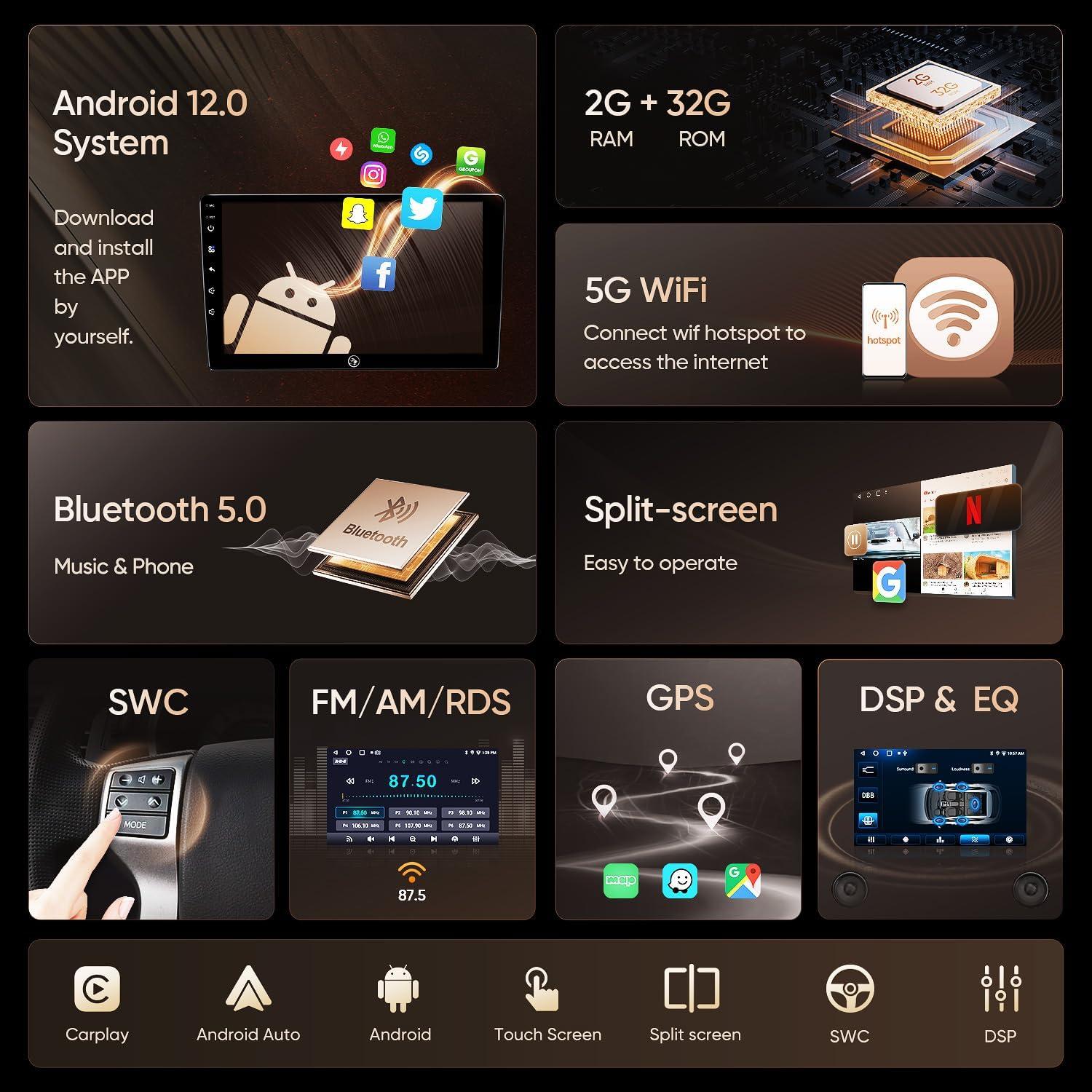 Radio estéreos Android 13 AINAVIGO para Honda Civic 2016-2021 9"