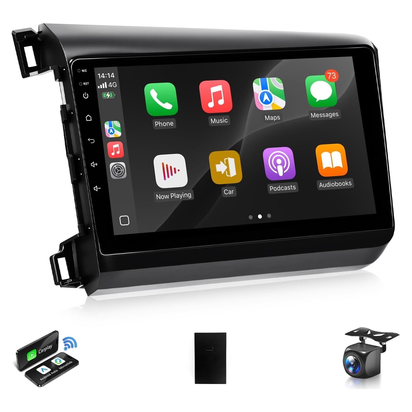 Estéreo de coche VQU para Honda Civic 2012-2015, 9" Carplay