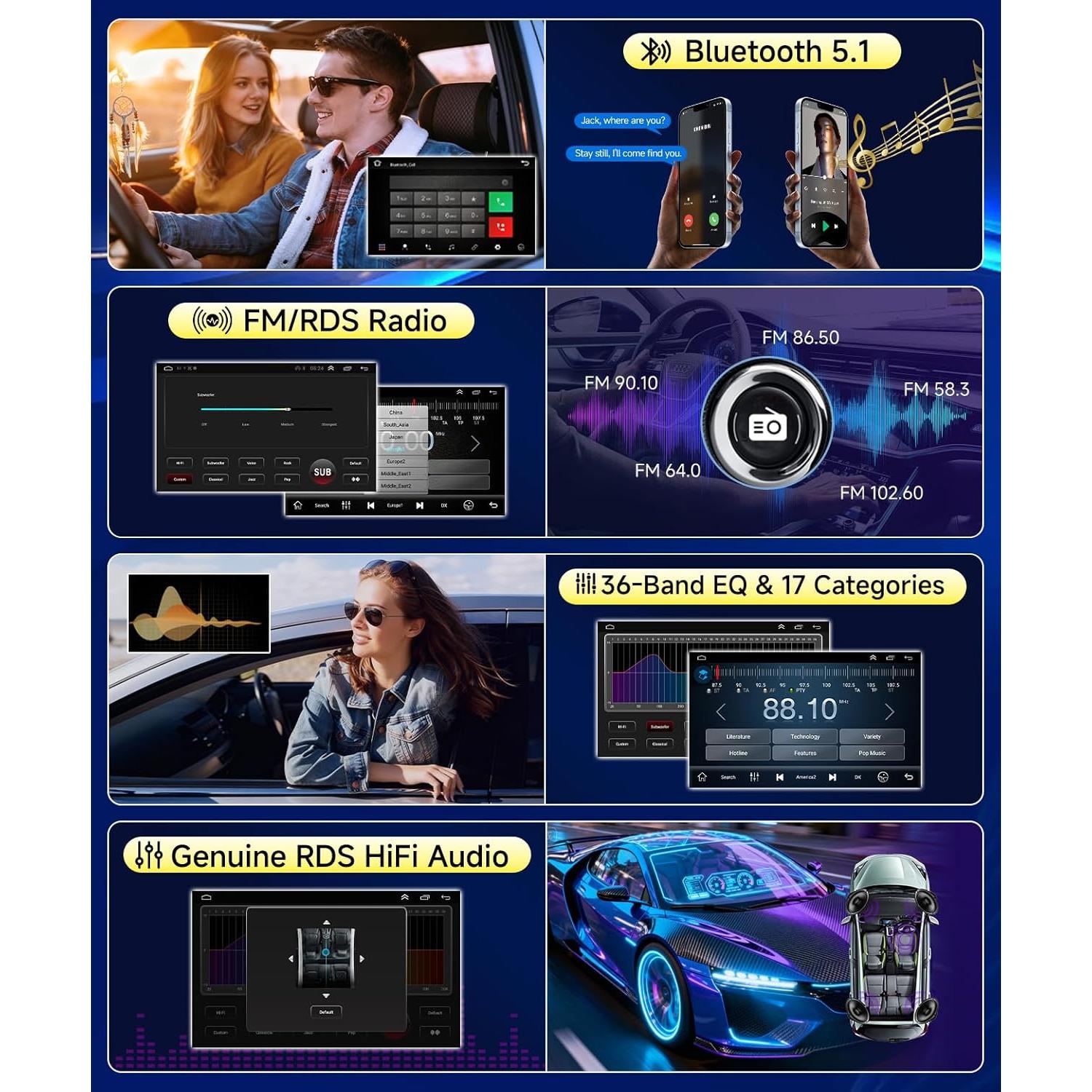 Estéreo de coche VQU para Honda Civic 2012-2015, 9" Carplay