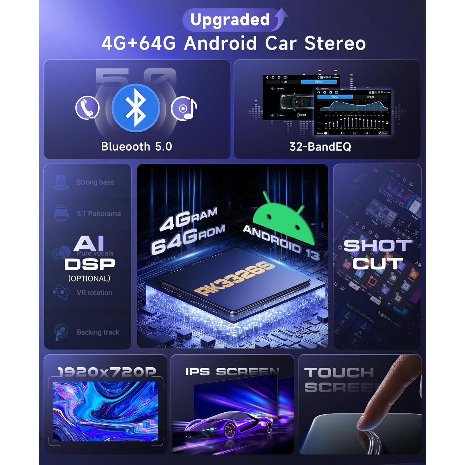 Estéreo de Coche Android 13 MAHVEC 12.3" Pantalla Táctil