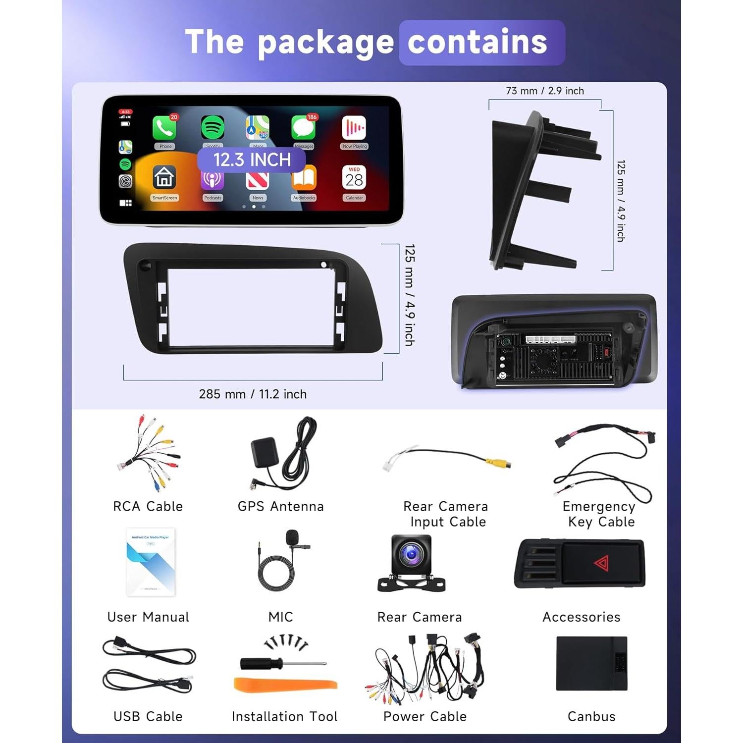 Estéreo de Coche Android 13 MAHVEC 12.3" Pantalla Táctil