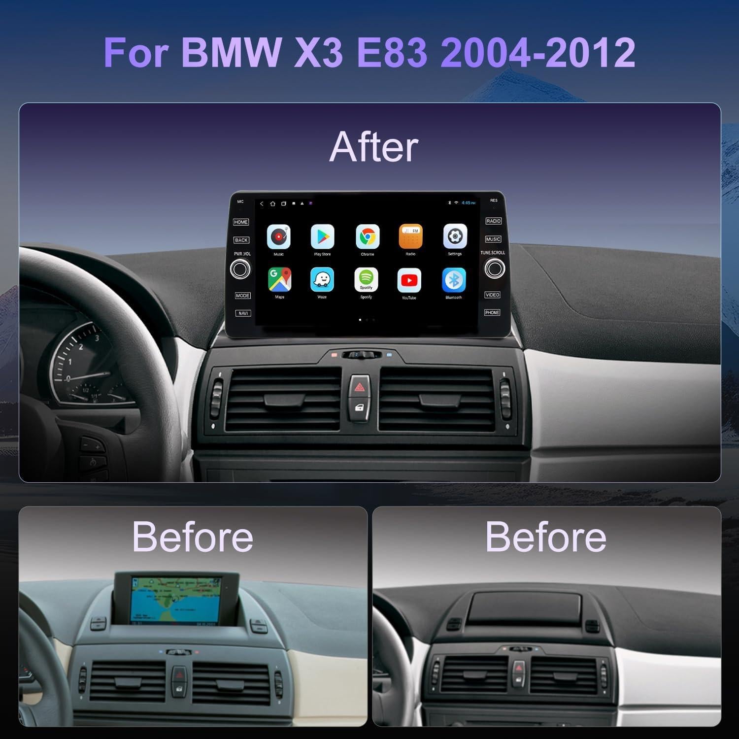 Estéreo QLED 9" Fuosuc para BMW X3 2004-2010, CarPlay y Android Auto