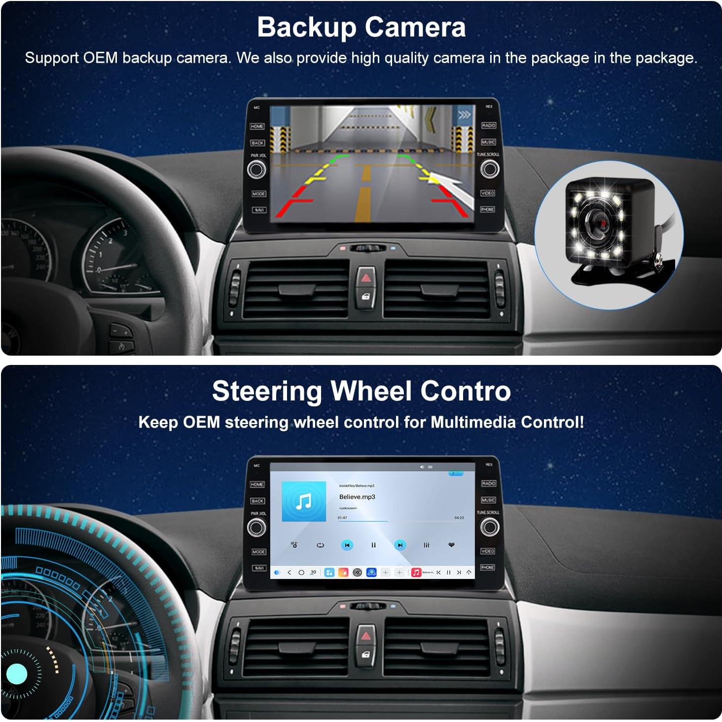 Estéreo QLED 9" Fuosuc para BMW X3 2004-2010, CarPlay y Android Auto