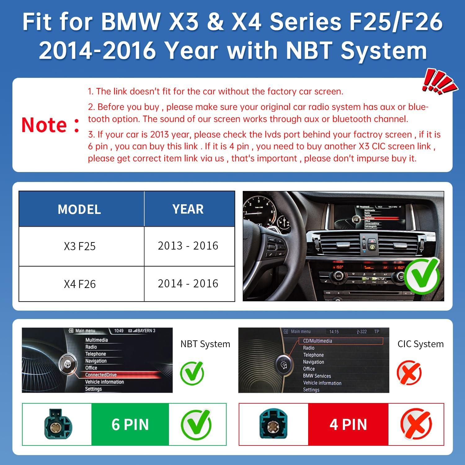 Pantalla Táctil CarPlay Road Top 12.3" para BMW X3/X4 2014-2016