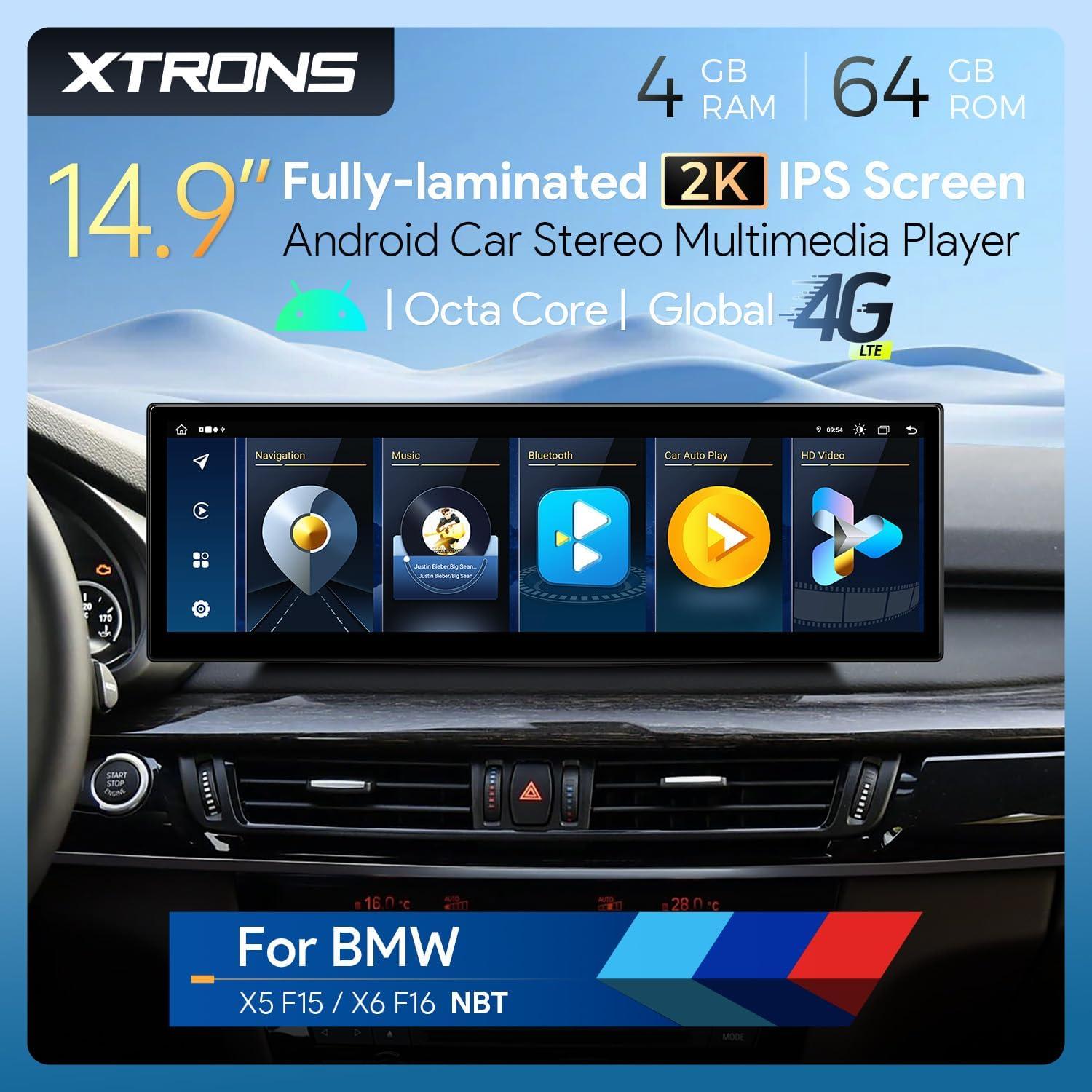 Estéreo de Coche XTRONS Android 14 14.9" para BMW X5/X6 4G LTE