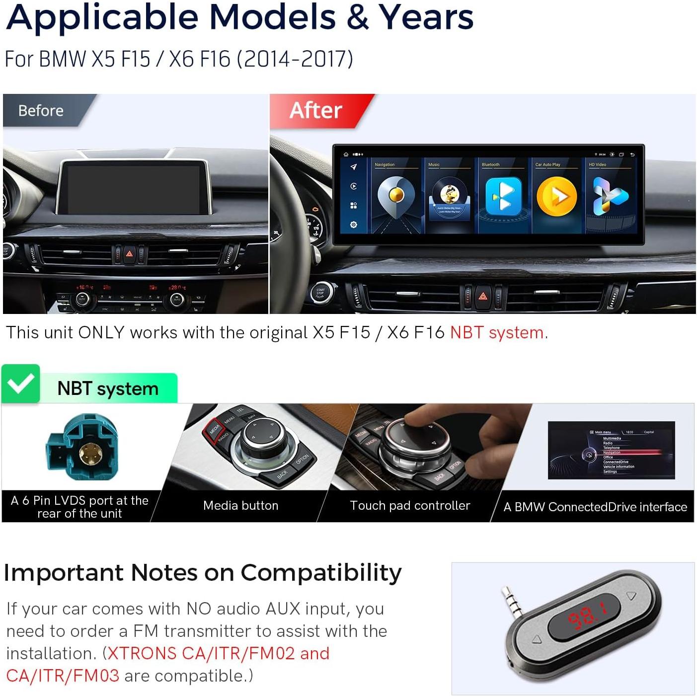 Estéreo de Coche XTRONS Android 14 14.9" para BMW X5/X6 4G LTE