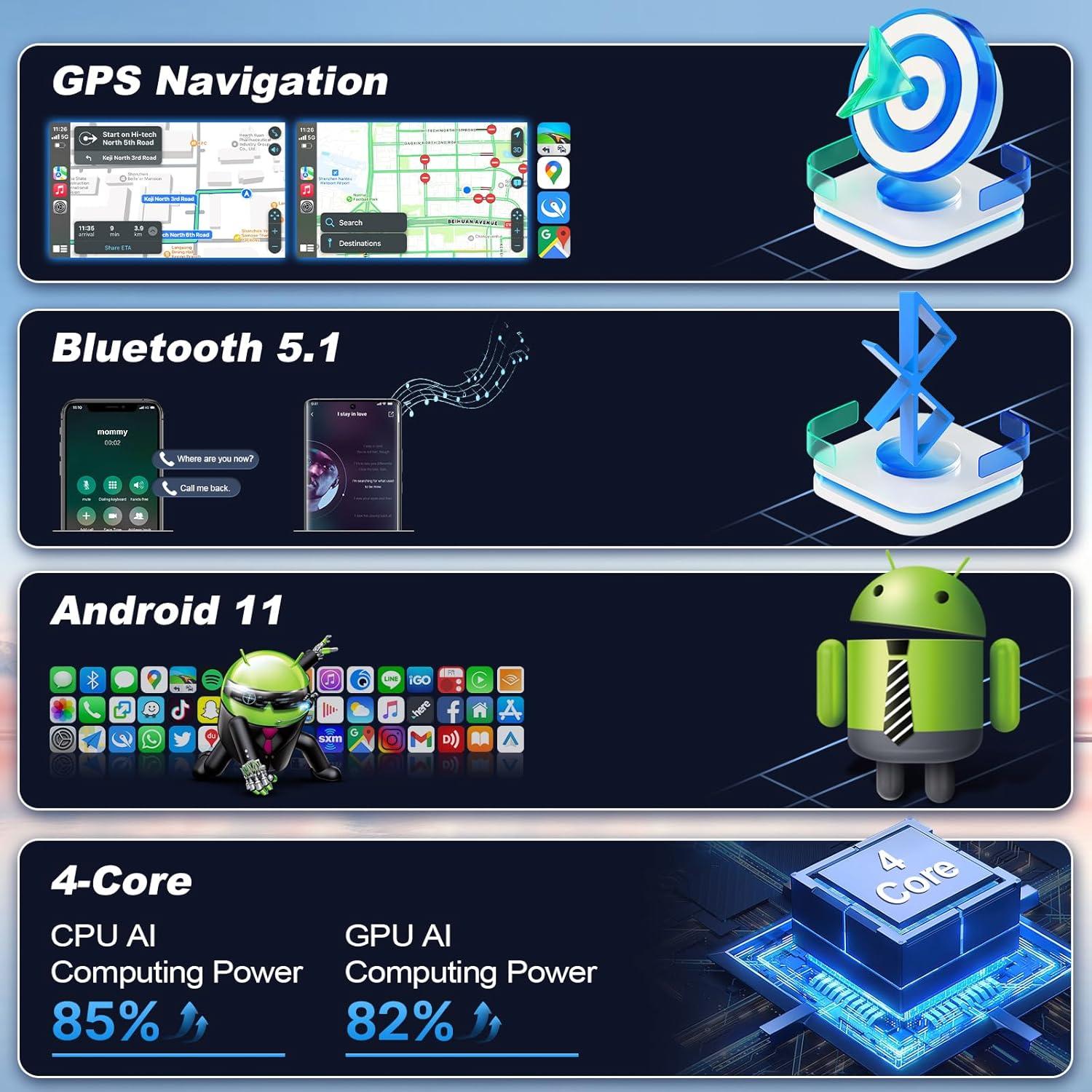 Estéreo de coche Leadfan para Subaru Forester 2008-2012 y Impreza WRX 2007-2011, 9" Pantalla táctil, CarPlay, Android Auto, GPS, Bluetooth