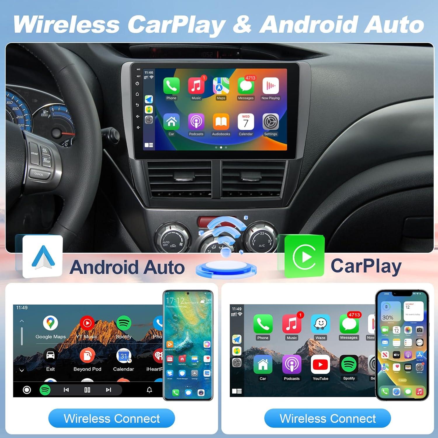 Estéreo de coche Leadfan para Subaru Forester 2008-2012 y Impreza WRX 2007-2011, 9" Pantalla táctil, CarPlay, Android Auto, GPS, Bluetooth