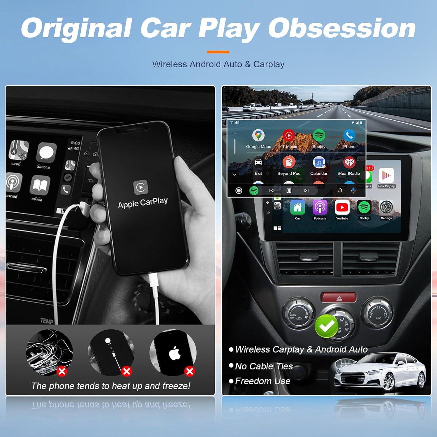 Estéreo de coche Leadfan para Subaru Forester 2008-2012 y Impreza WRX 2007-2011, 9" Pantalla táctil, CarPlay, Android Auto, GPS, Bluetooth