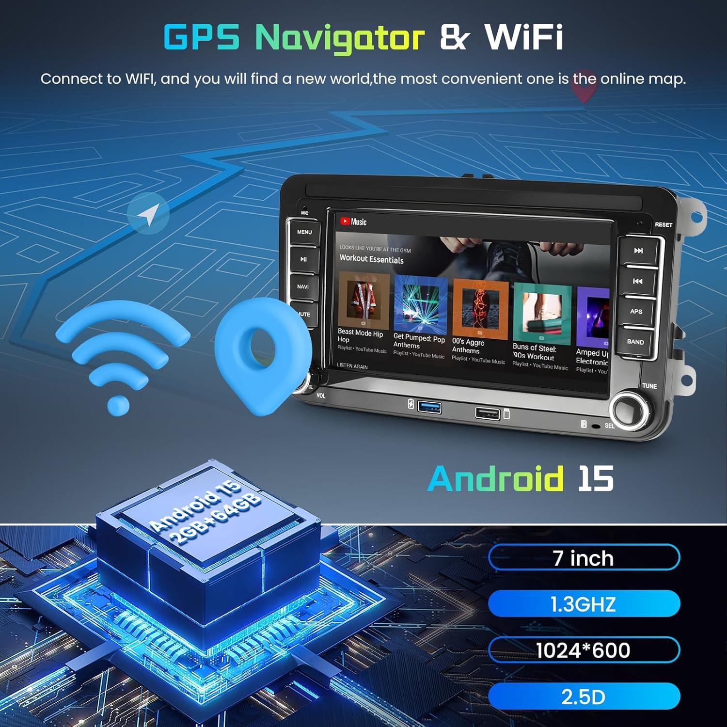 Estéreo de Coche Hodozzy Android 7" para VW Jetta Passat Golf