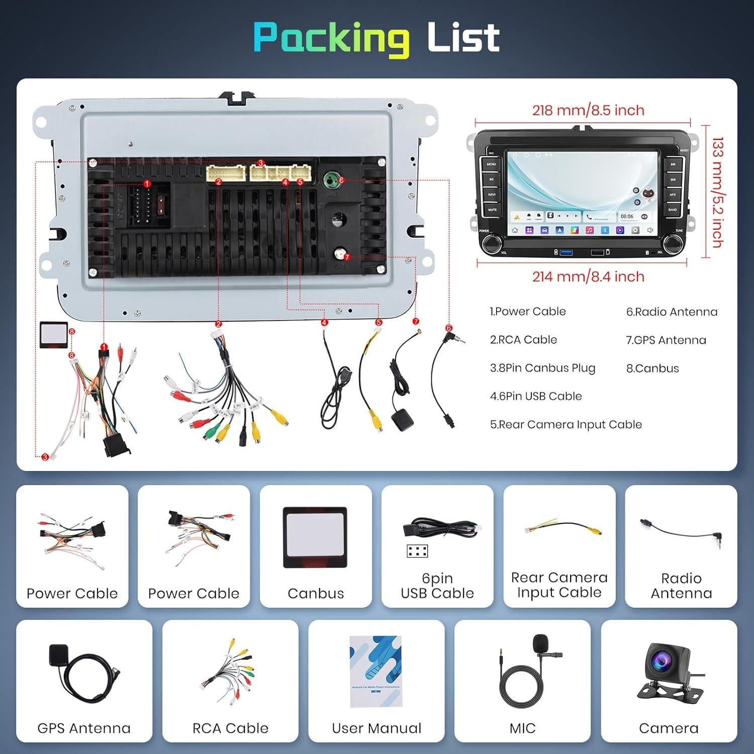 Estéreo de Coche Hodozzy Android 7" para VW Jetta Passat Golf