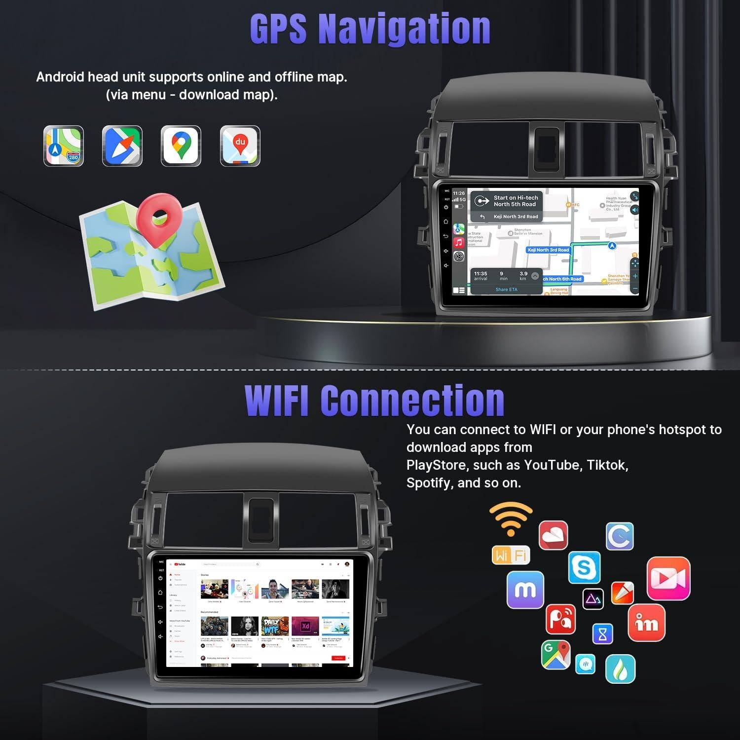 Radio de Coche Android Naifay para Toyota Corolla 2009-2013