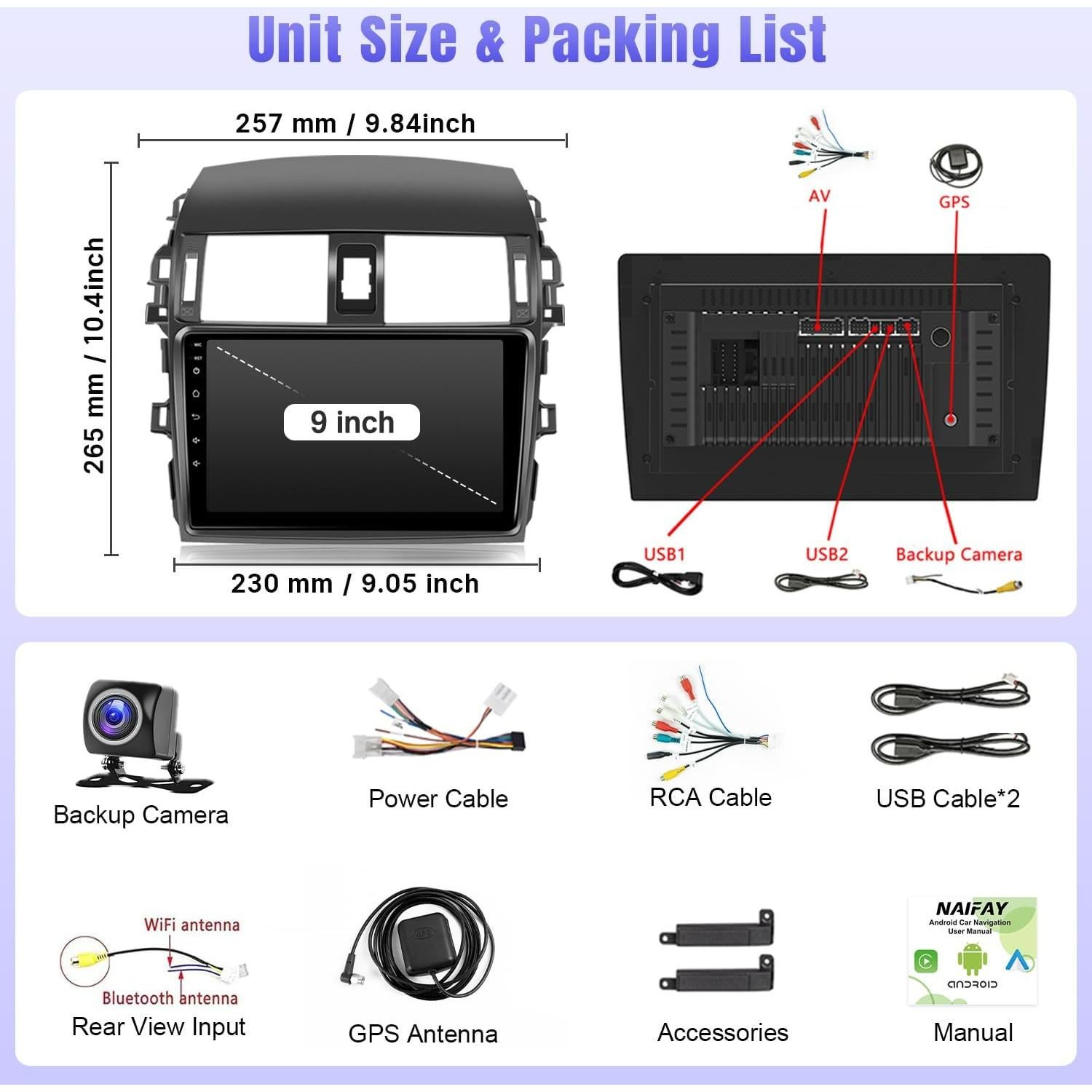 Radio de Coche Android Naifay para Toyota Corolla 2009-2013