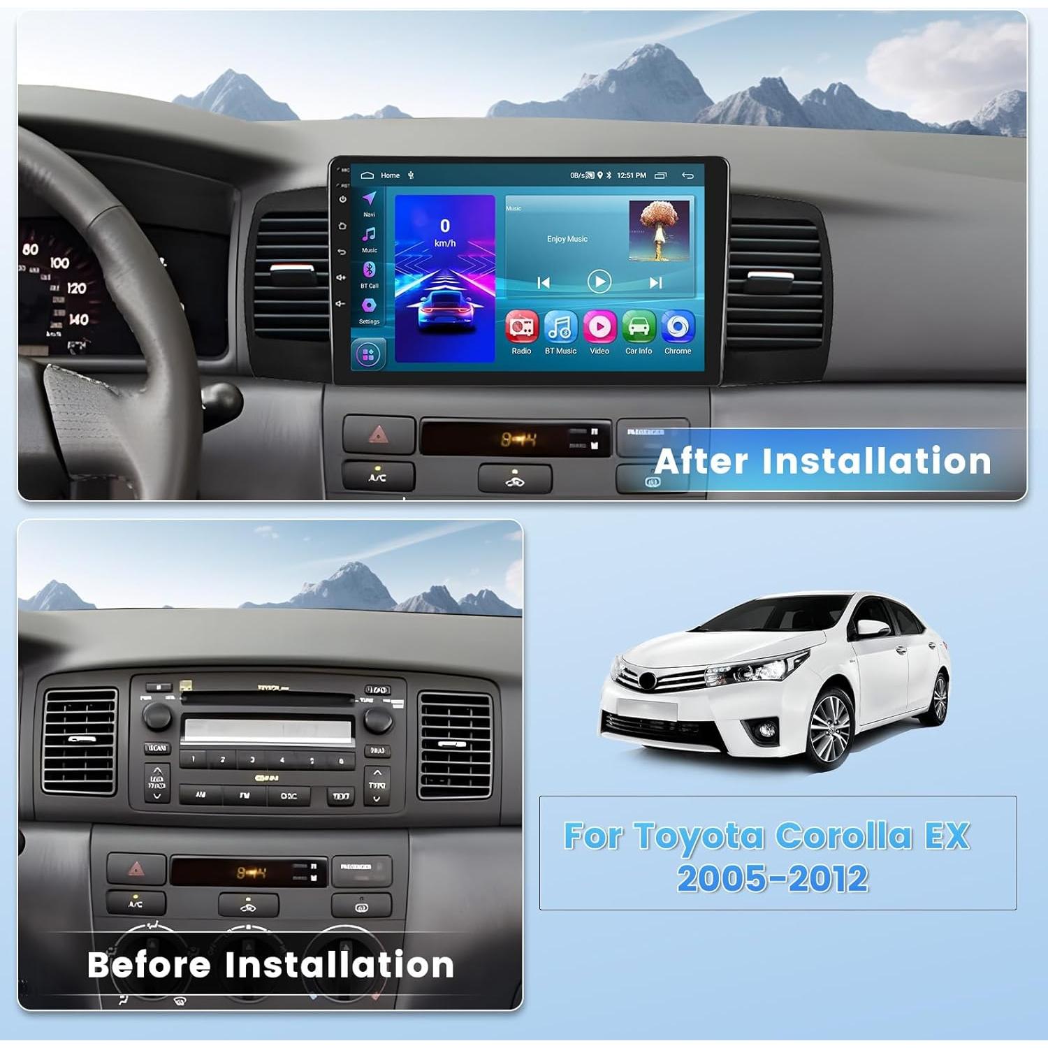 Radio Android Roinvou 2+64G para Toyota Corolla 2005-2012