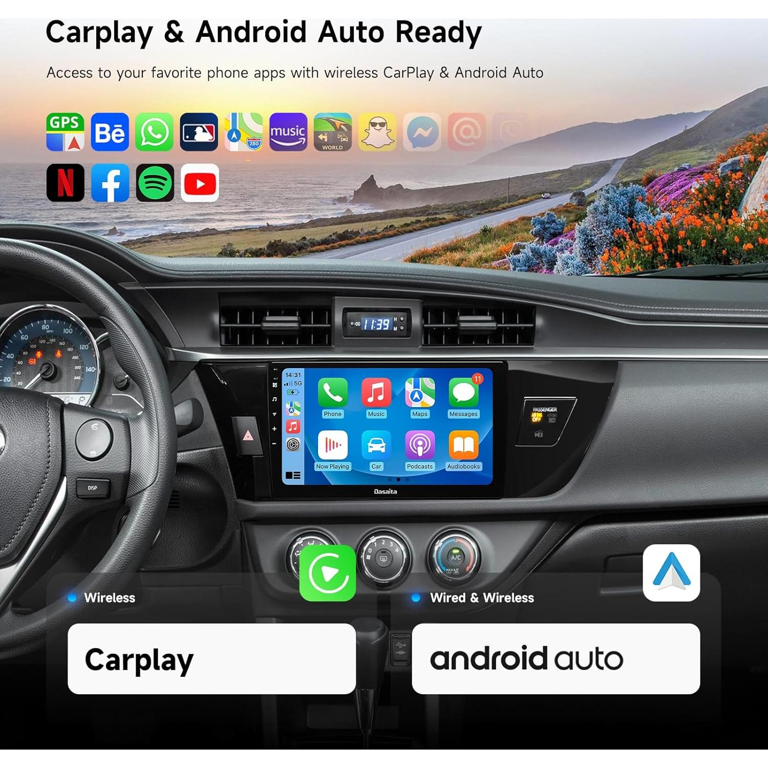 Estéreo Android 13 Dasaita 10.2" para Toyota Corolla 2014-2016