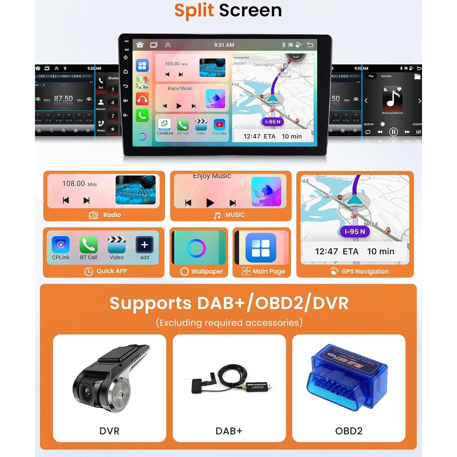 Estéreo de coche Rimoody 10.1" Android 8 núcleos para Mitsubishi