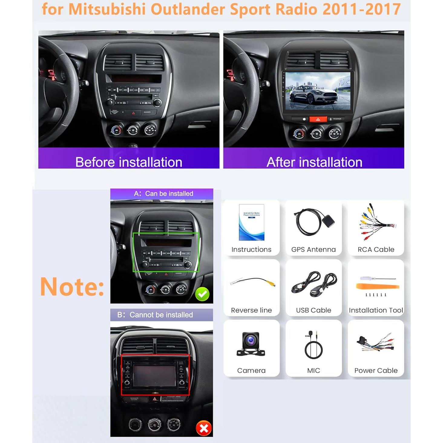 Estéreo de coche Rimoody 10.1" Android 8 núcleos para Mitsubishi