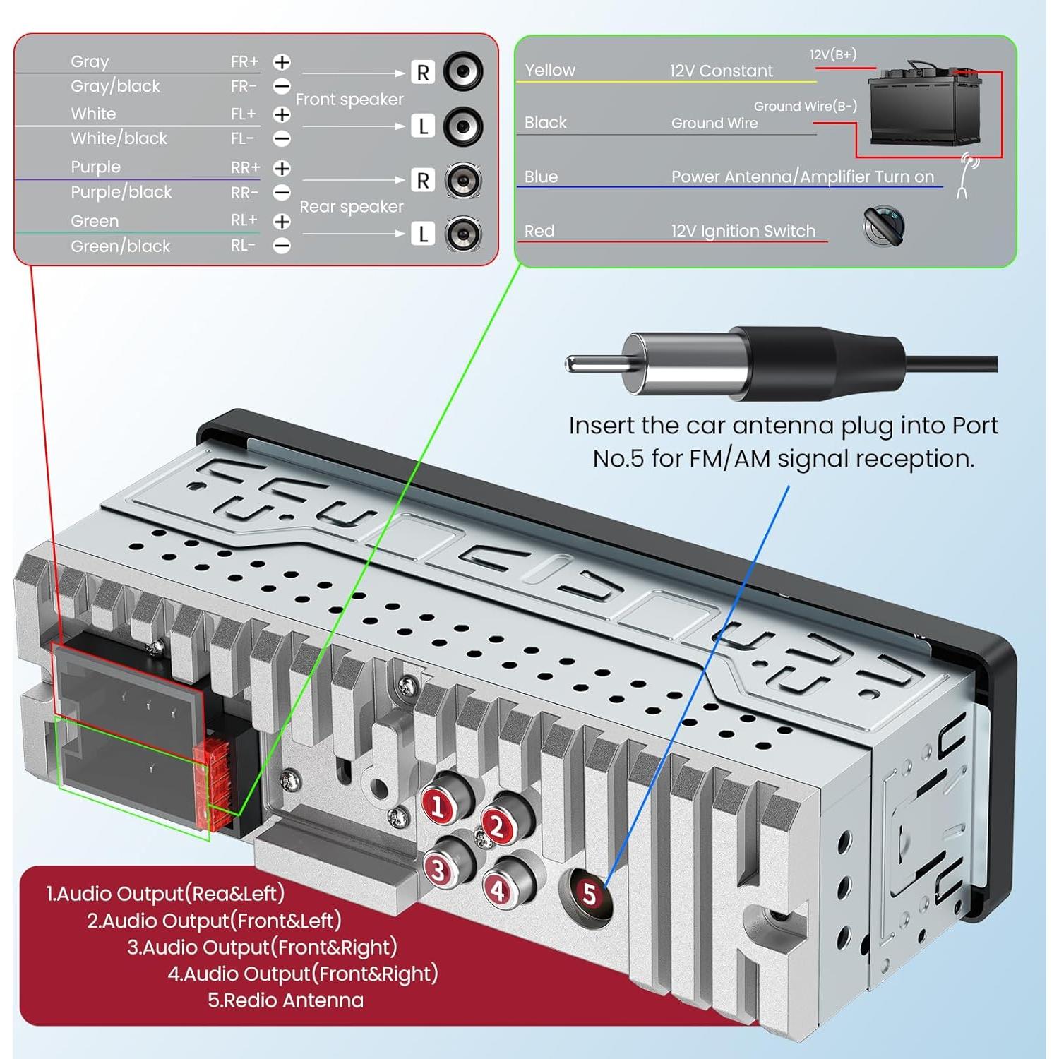 Estéreo de Coche DIN Simple Missee Bluetooth con Pantalla Táctil