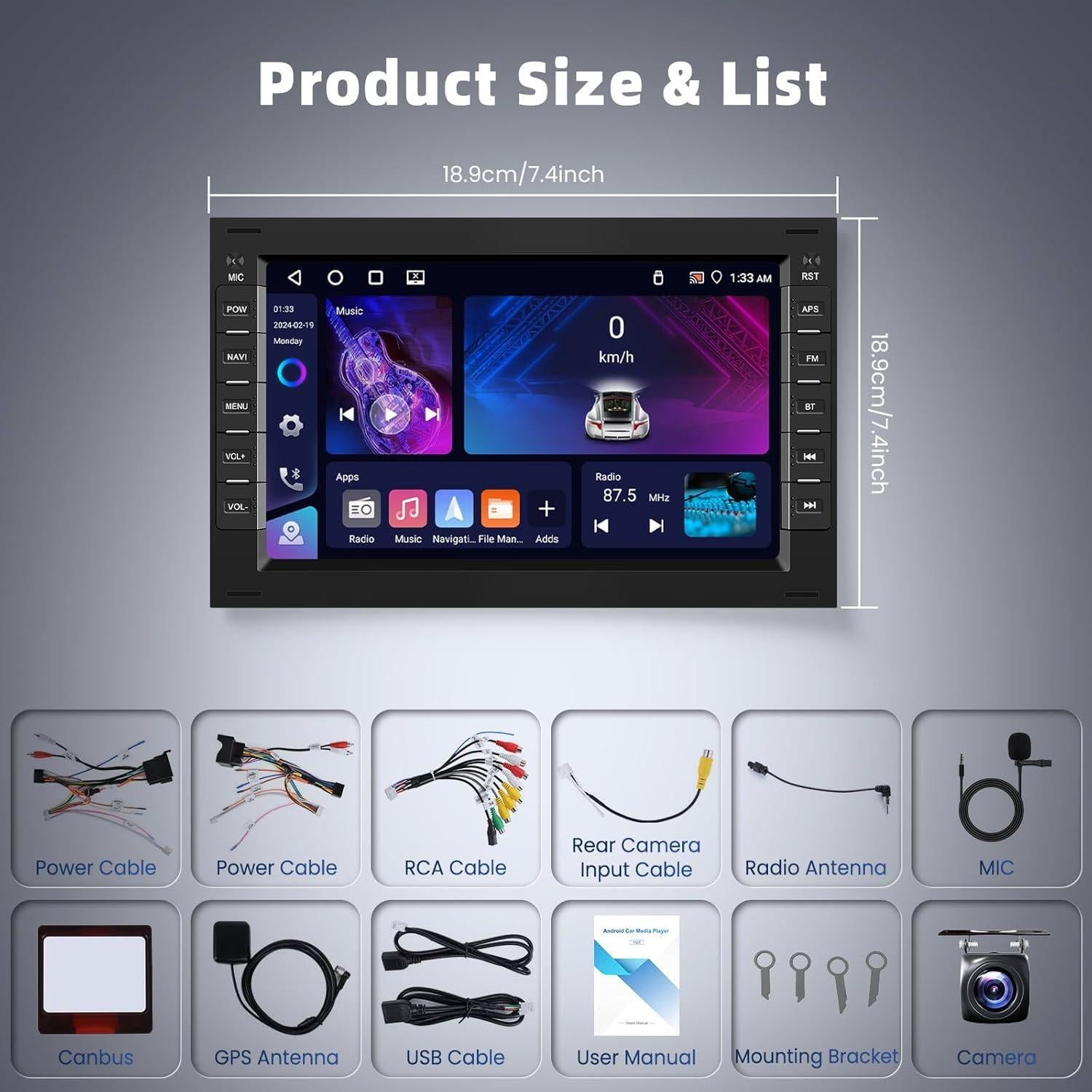 Estéreo de Coche Hodozzy 7" Android 13 4GB+64GB VW T5 Golf