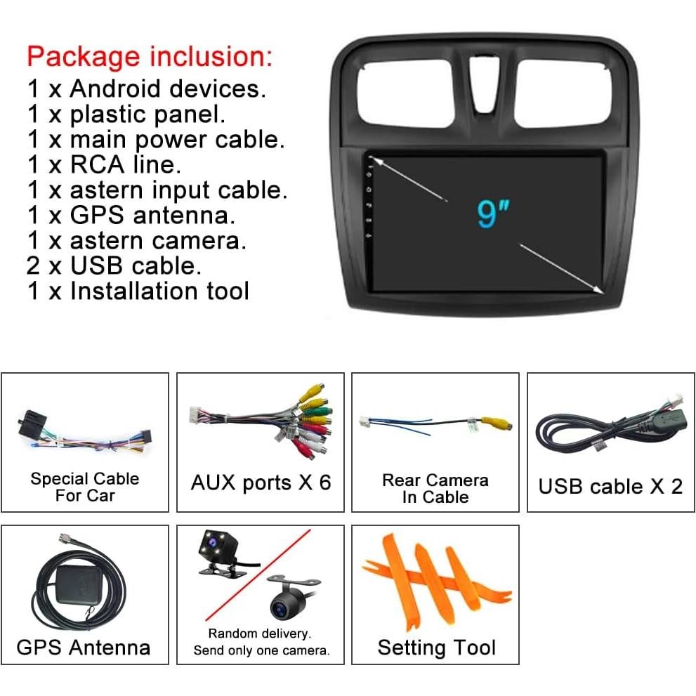 Estéreo de Coche GOJOHO para Renault Sandero 2014-2019 9" GPS