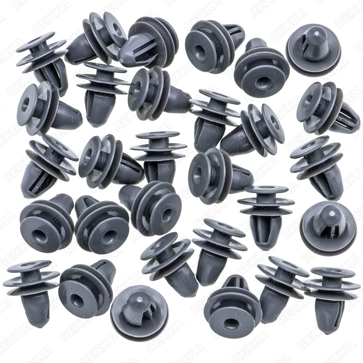 30 Clips de Retención de Panel de Recorte Nylon Gris Rexka