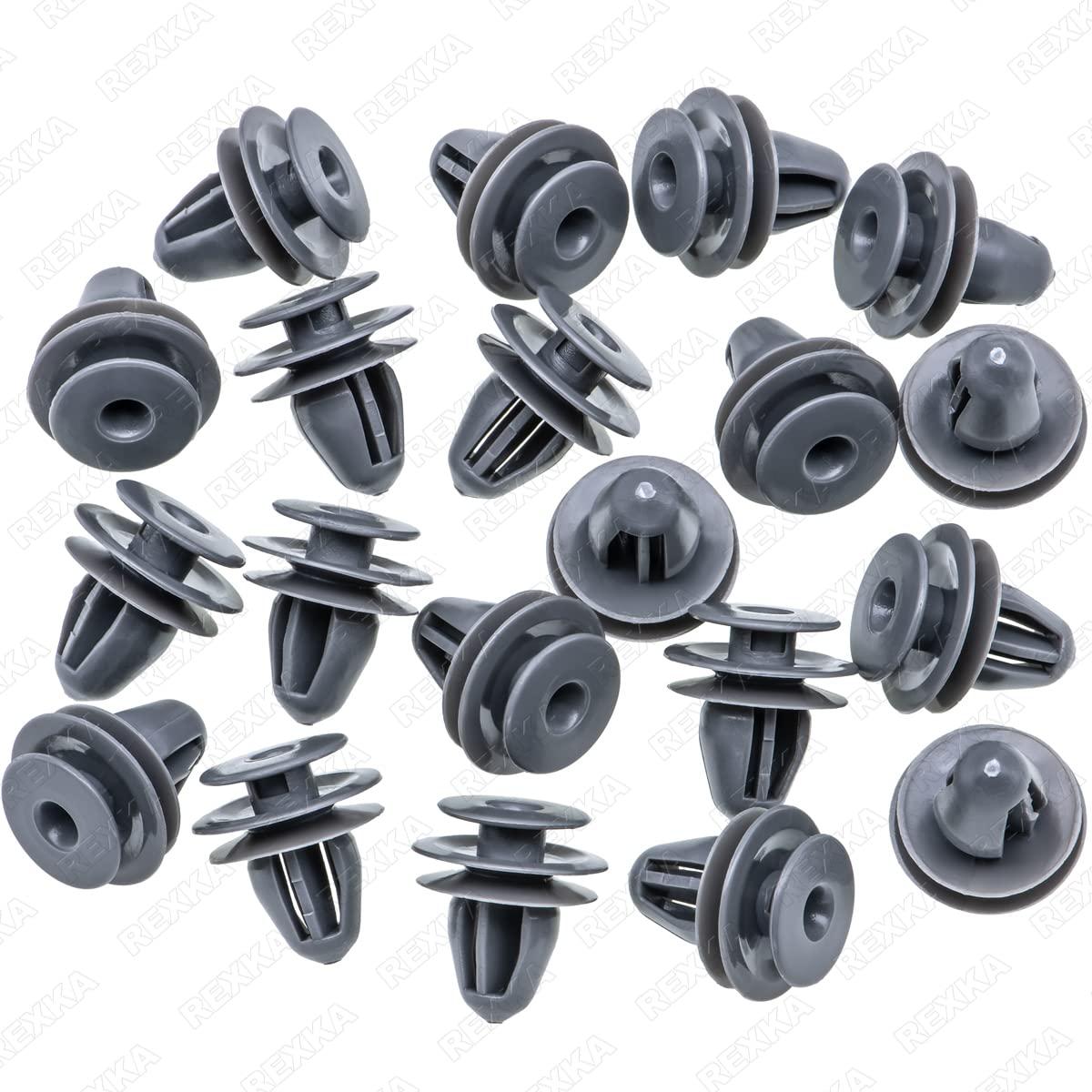 20 Clips de Retención de Panel de Puerta Nylon Gris Rexka para Honda Acura