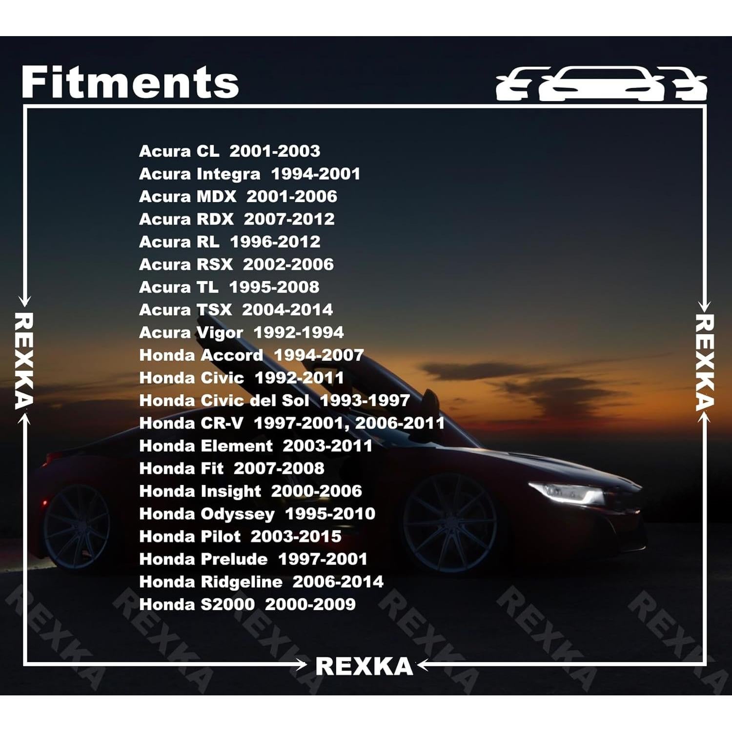 20 Clips de Retención de Panel de Puerta Nylon Gris Rexka para Honda Acura