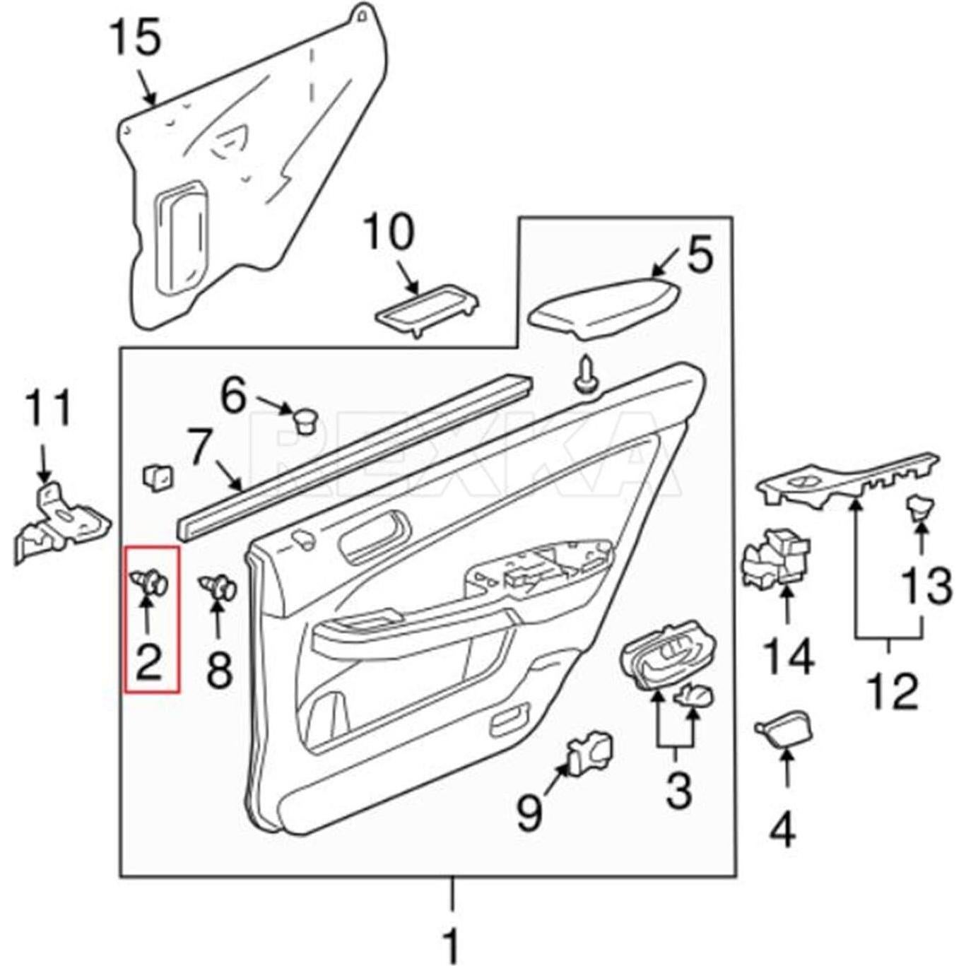 20 Clips de Retención de Panel de Puerta Nylon Gris Rexka para Honda Acura