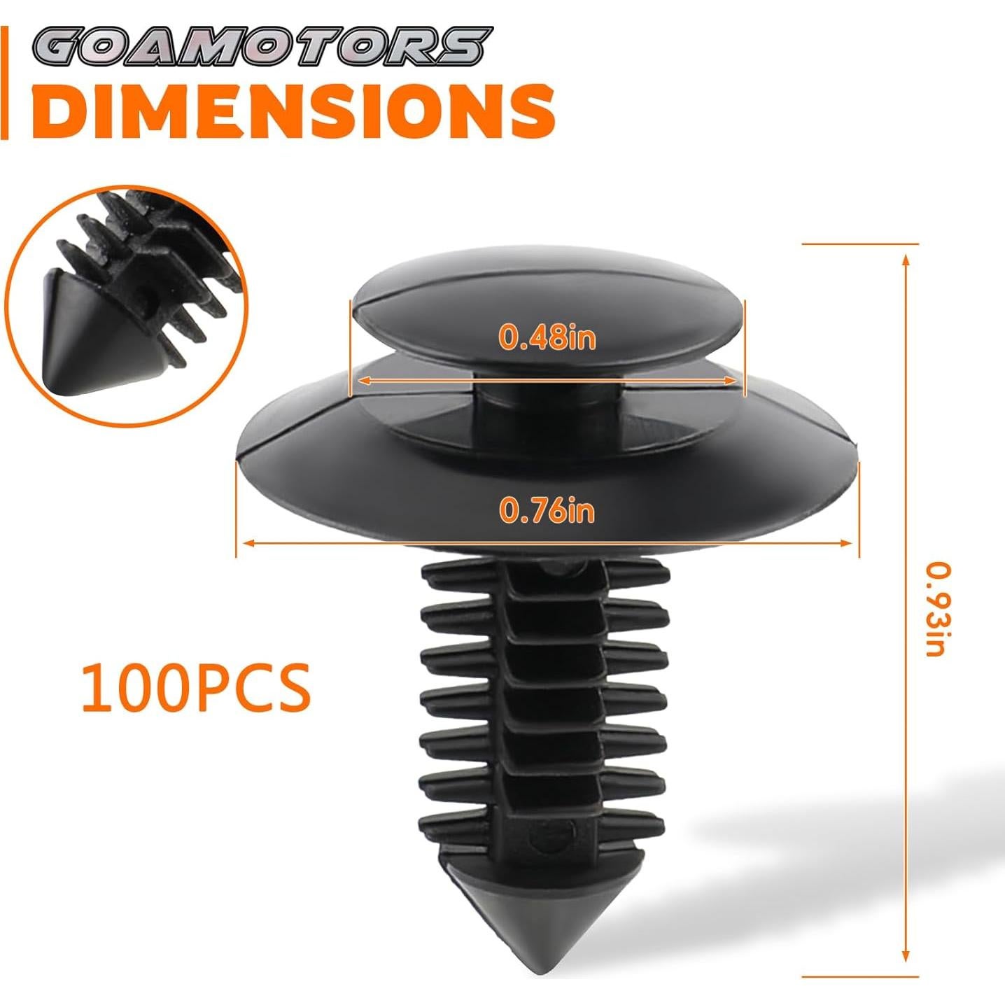 100 Clips de Retención de Panel de Recorte GoaMotors para Ford