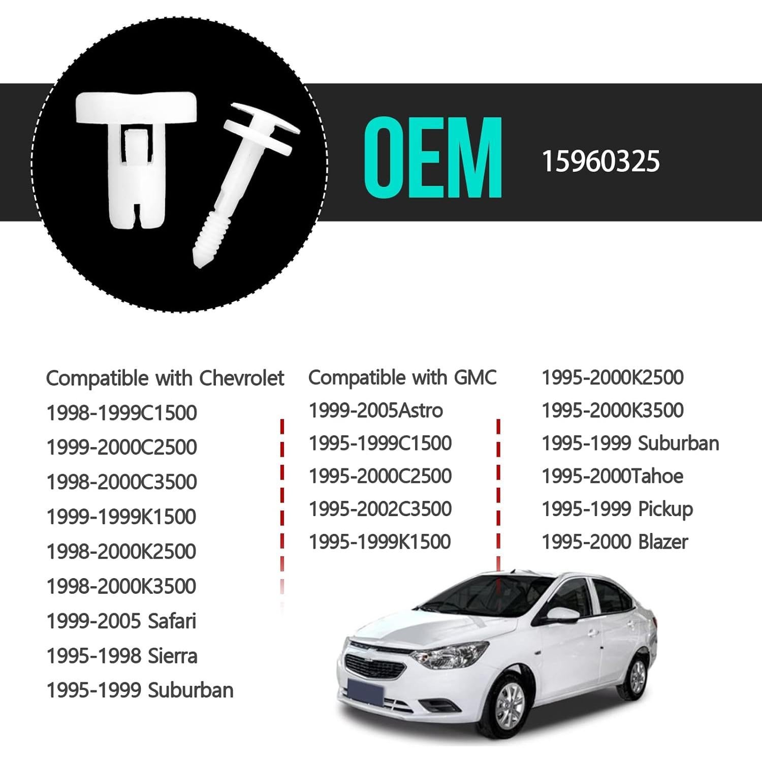 50 Clips de Retención de Panel de Puerta GM TOPCNOEM 15960325