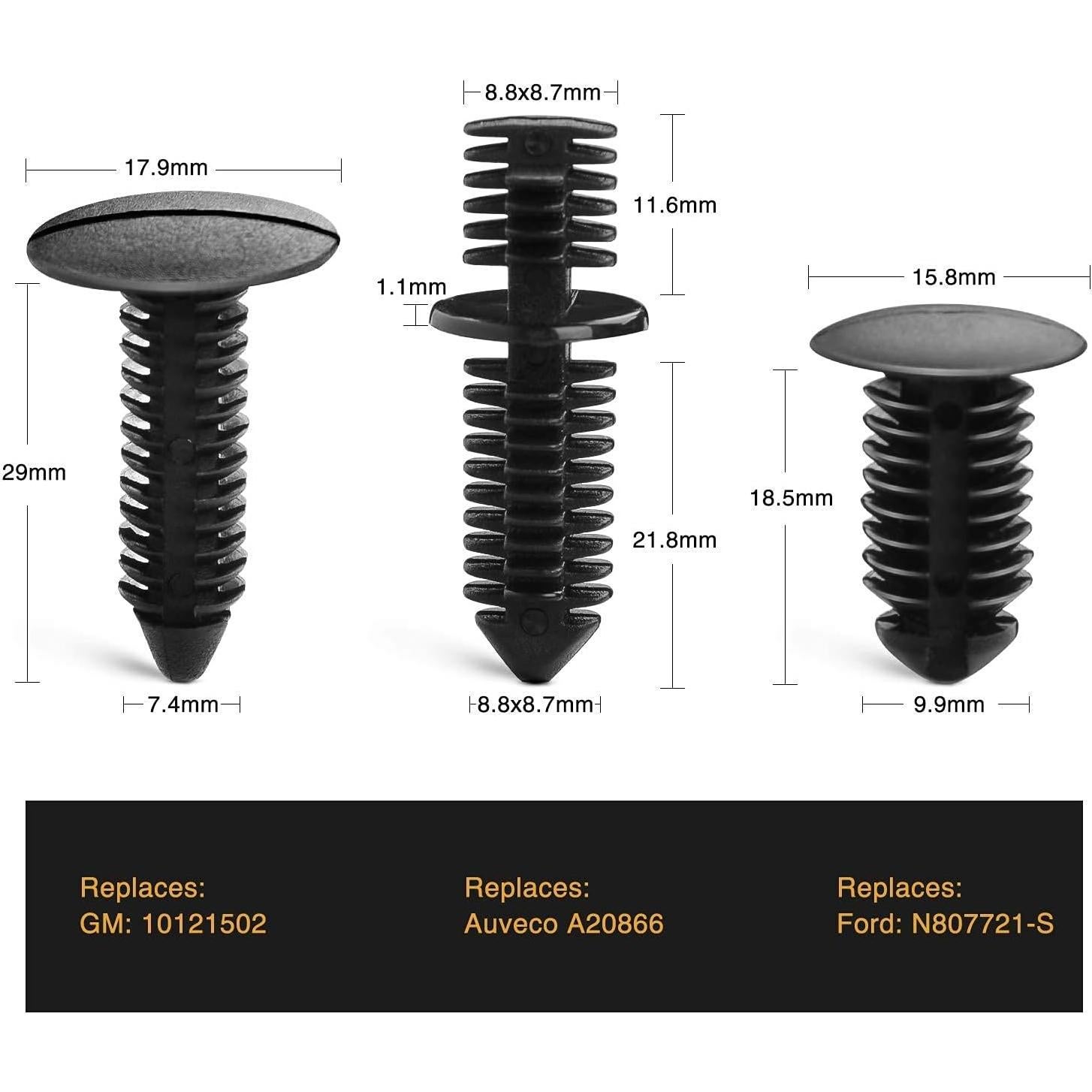 GOOACC 146 Piezas Clips de Retención de Nylon para Auto