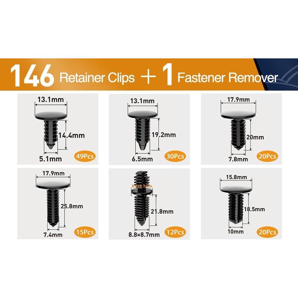GOOACC 146 Piezas Clips de Retención de Nylon para Auto