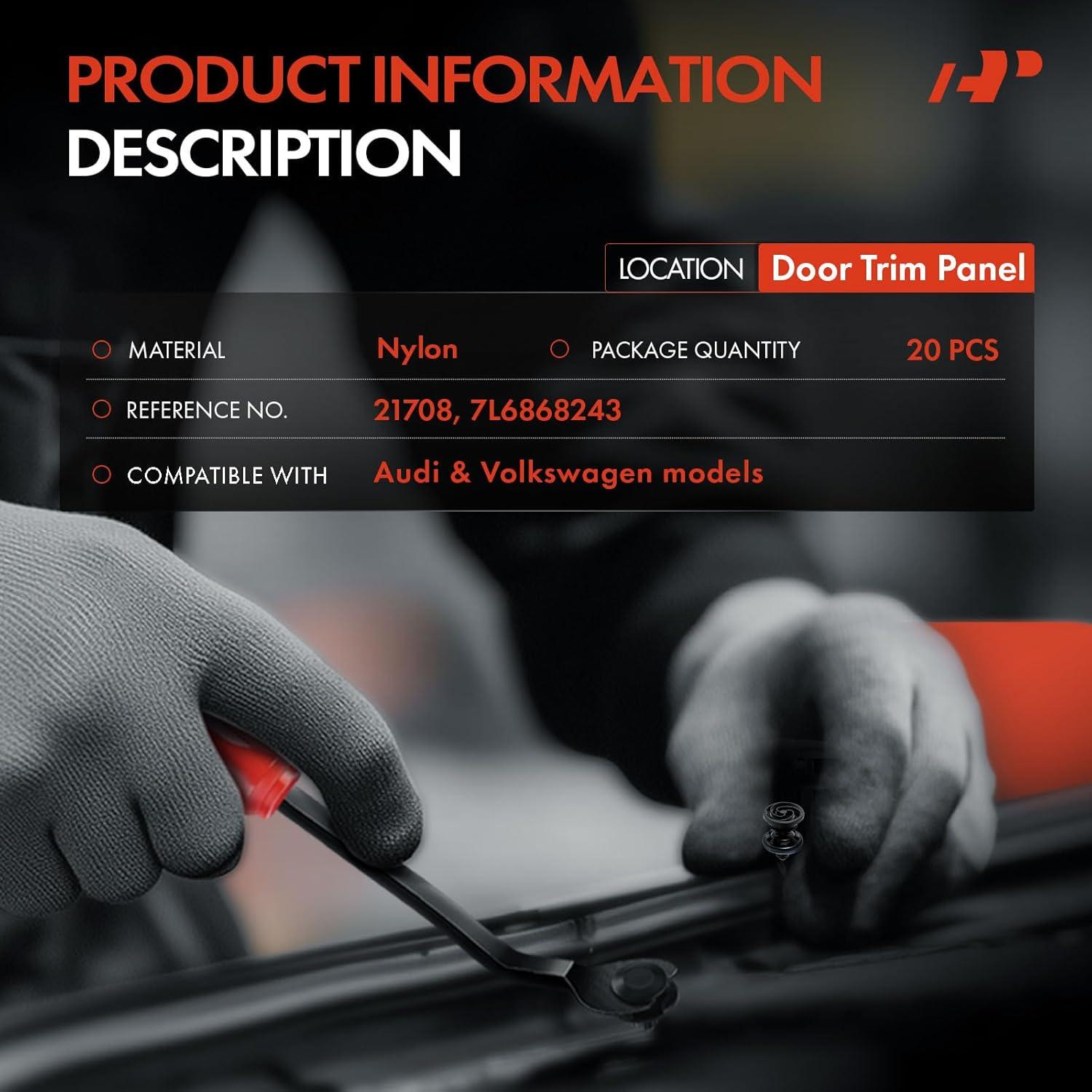 20 Clips Sujetadores de Panel A-Premium para Volkswagen y Audi