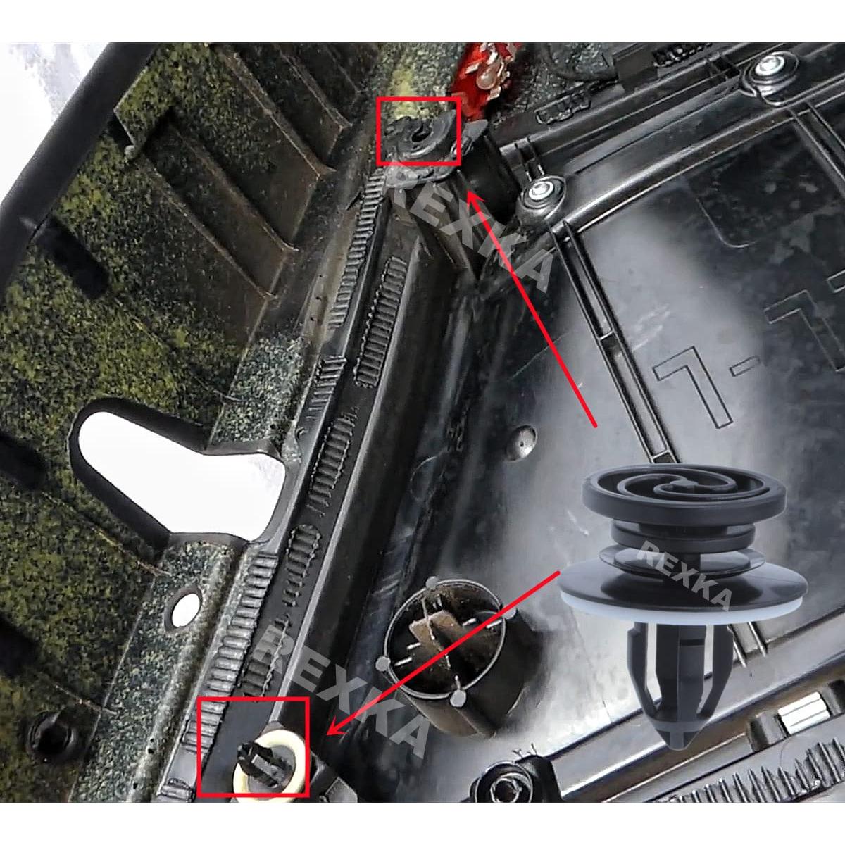 Clips de Panel de Recorte Interior Rexka 30 pcs Nylon Negro