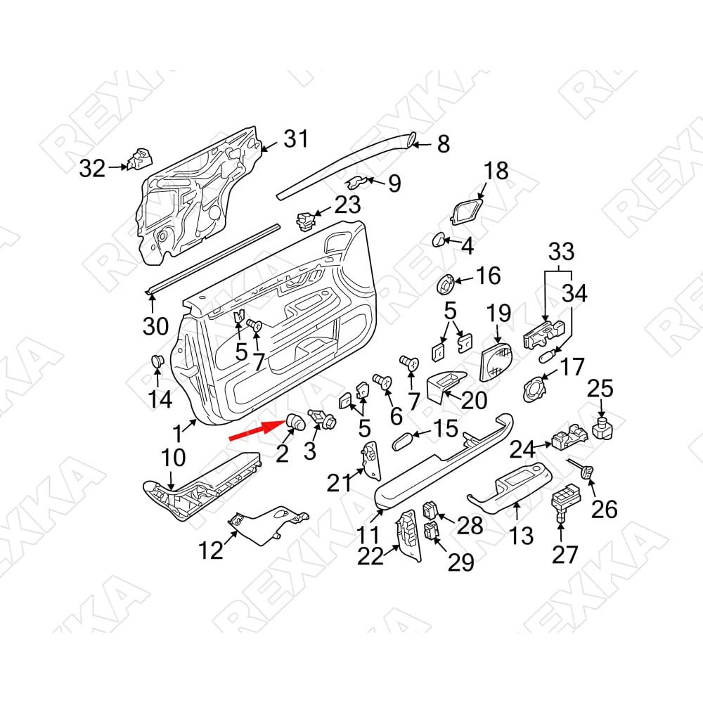 Clips de Panel de Recorte Interior Rexka 30 pcs Nylon Negro
