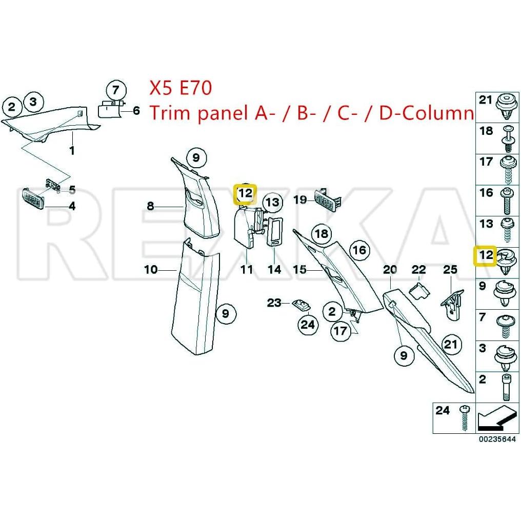 Clips de Panel de Puerta Rexka 50pcs Nylon Blanco BMW
